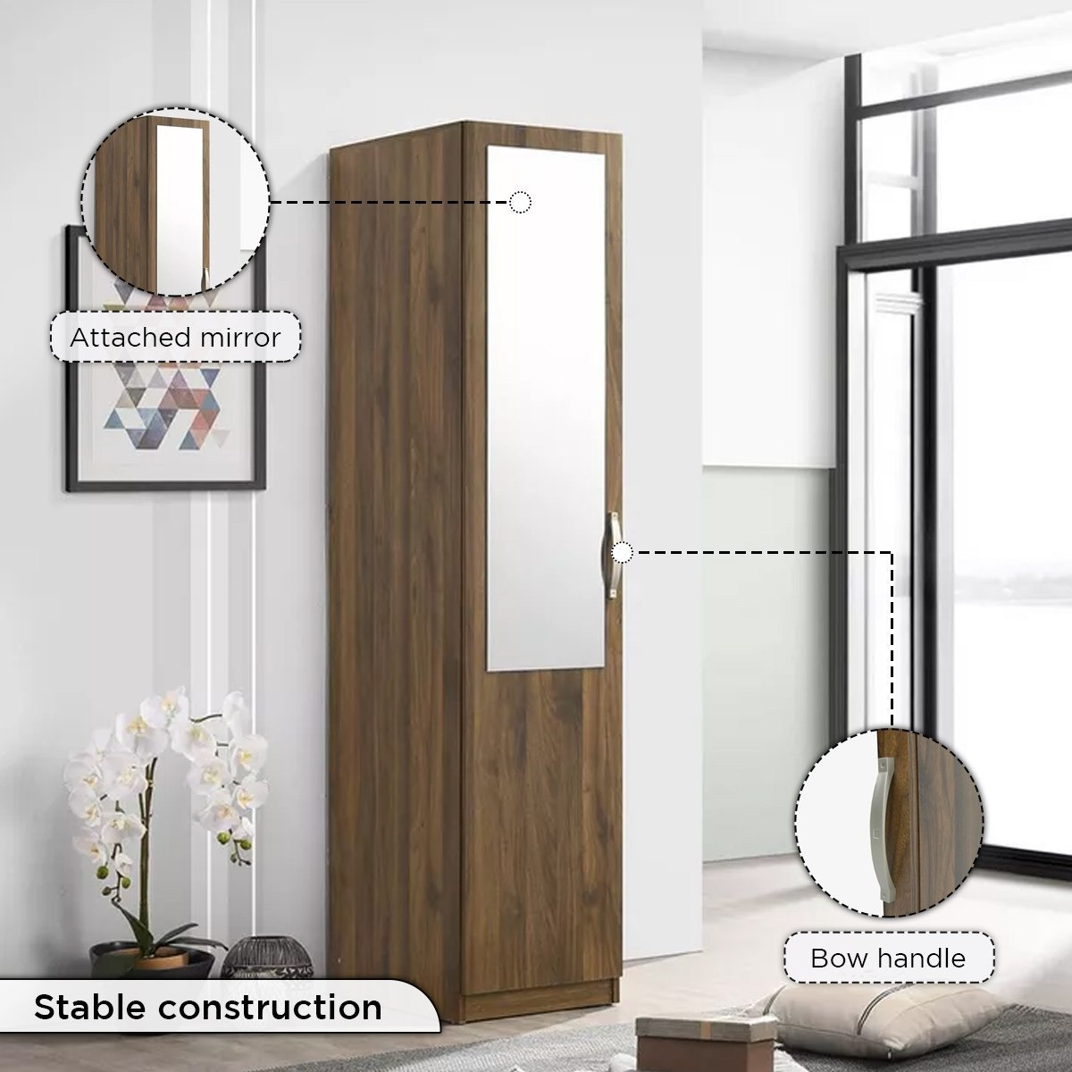 Kulltorp Plus 1-Door Wardrobe with Mirror-hbxfurniture-wardrobes-image-5