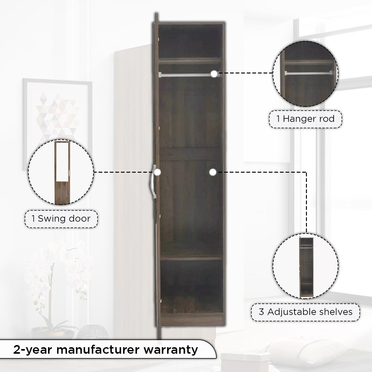 Kulltorp Plus 1-Door Wardrobe with Mirror-hbxfurniture-wardrobes-image-6