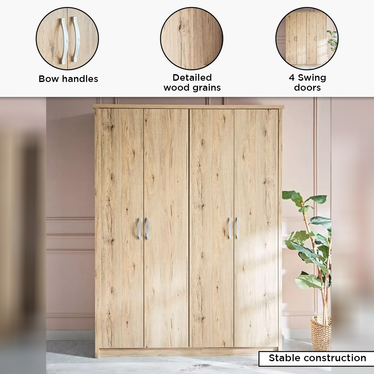 خزانة ملابس 4 أبواب - بريميير من موڤو -hbxfurniture-wardrobes-image-4
