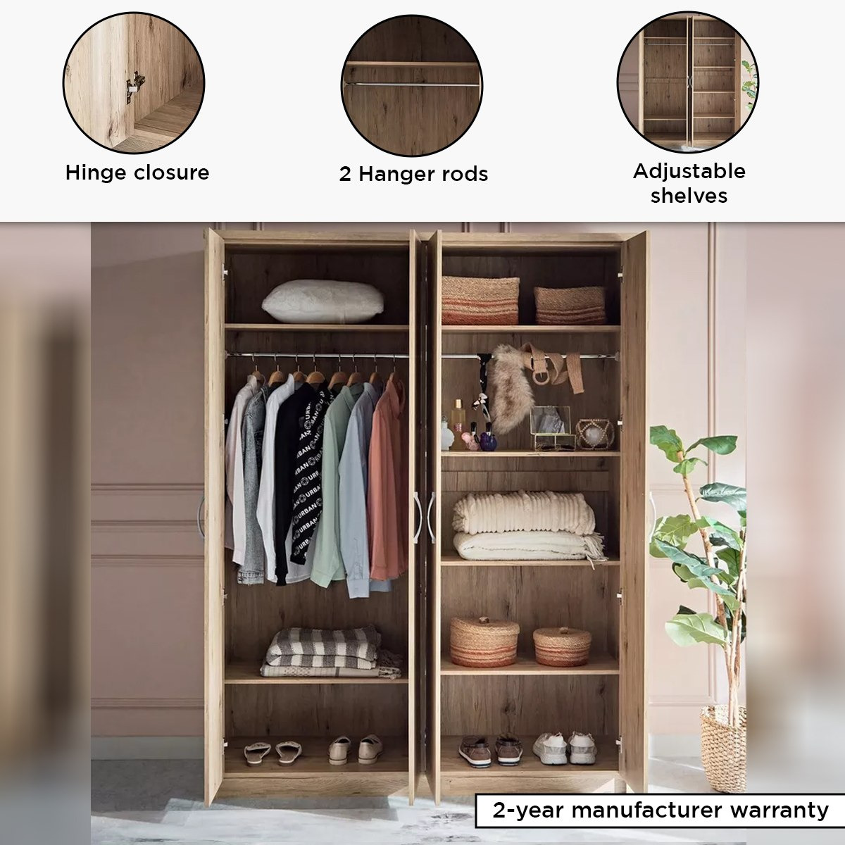 خزانة ملابس 4 أبواب - بريميير من موڤو -hbxfurniture-wardrobes-image-5