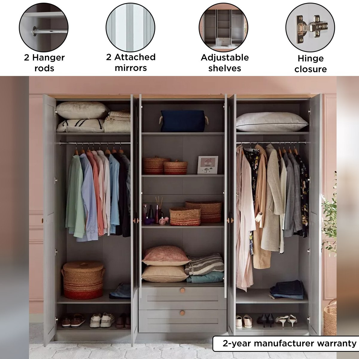 خزانة ملابس- 6 أبواب من فينشي-hbxfurniture-wardrobes-image-4