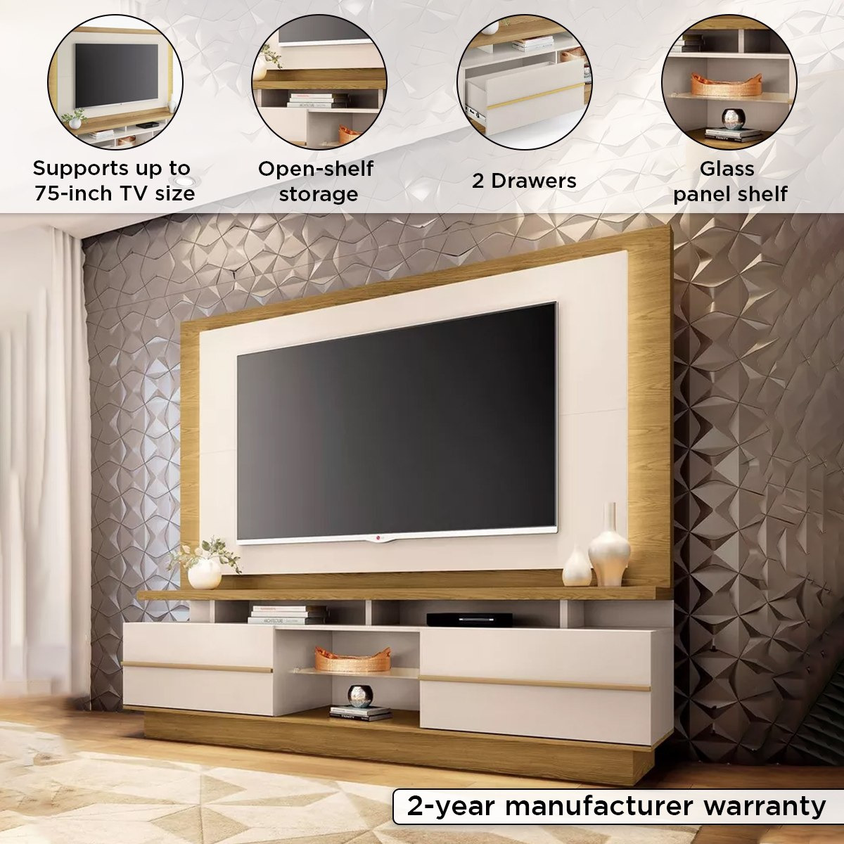 وحدة حائط لأجهزة تلفاز حتى 75 بوصة من أليكس-hbxlivingroom-mediaunitsandstorage-wallunits-image-4