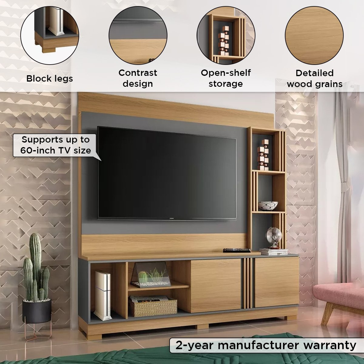 وحدة حائط لأجهزة تلفاز حتى 60 بوصة من تايلر-hbxlivingroom-mediaunitsandstorage-wallunits-image-4