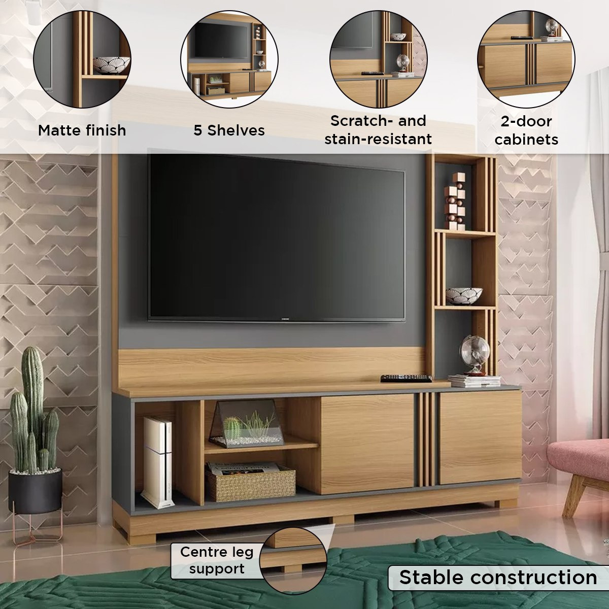 وحدة حائط لأجهزة تلفاز حتى 60 بوصة من تايلر-hbxlivingroom-mediaunitsandstorage-wallunits-image-5