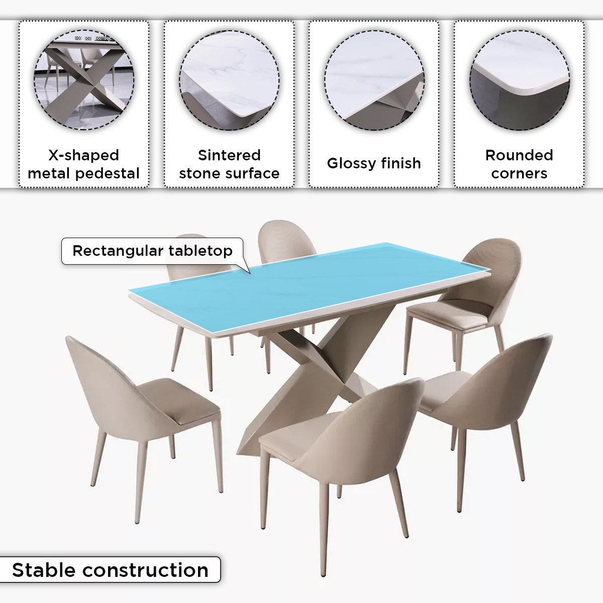 طقم سفرة لـ 6 مقاعد بسطح حجر ملبد من ستارك-hbxfurniture-diningtablesandsets-diningsets-sixseater-image-6