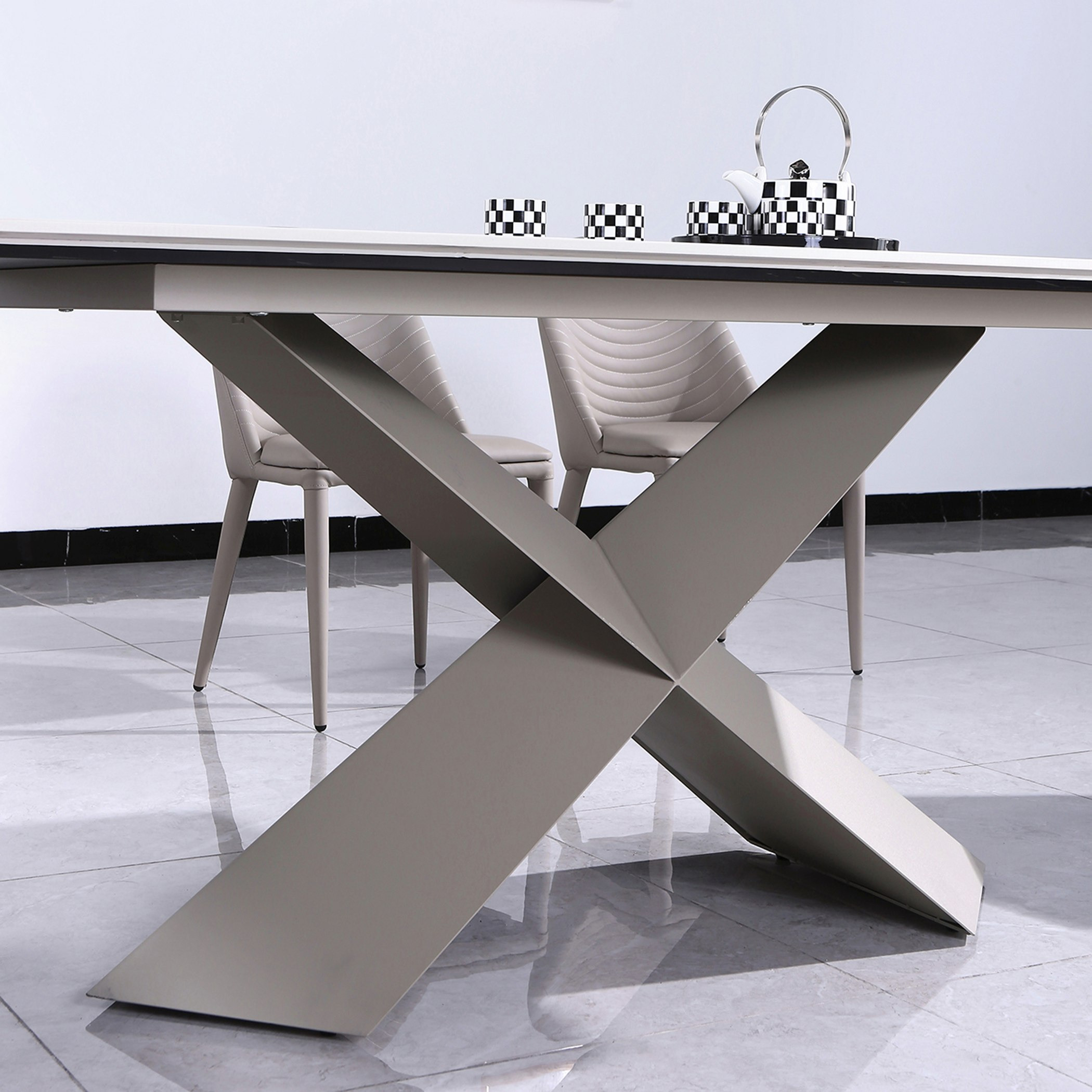 طقم سفرة لـ 6 مقاعد بسطح حجر ملبد من ستارك-hbxfurniture-diningtablesandsets-diningsets-sixseater-image-2