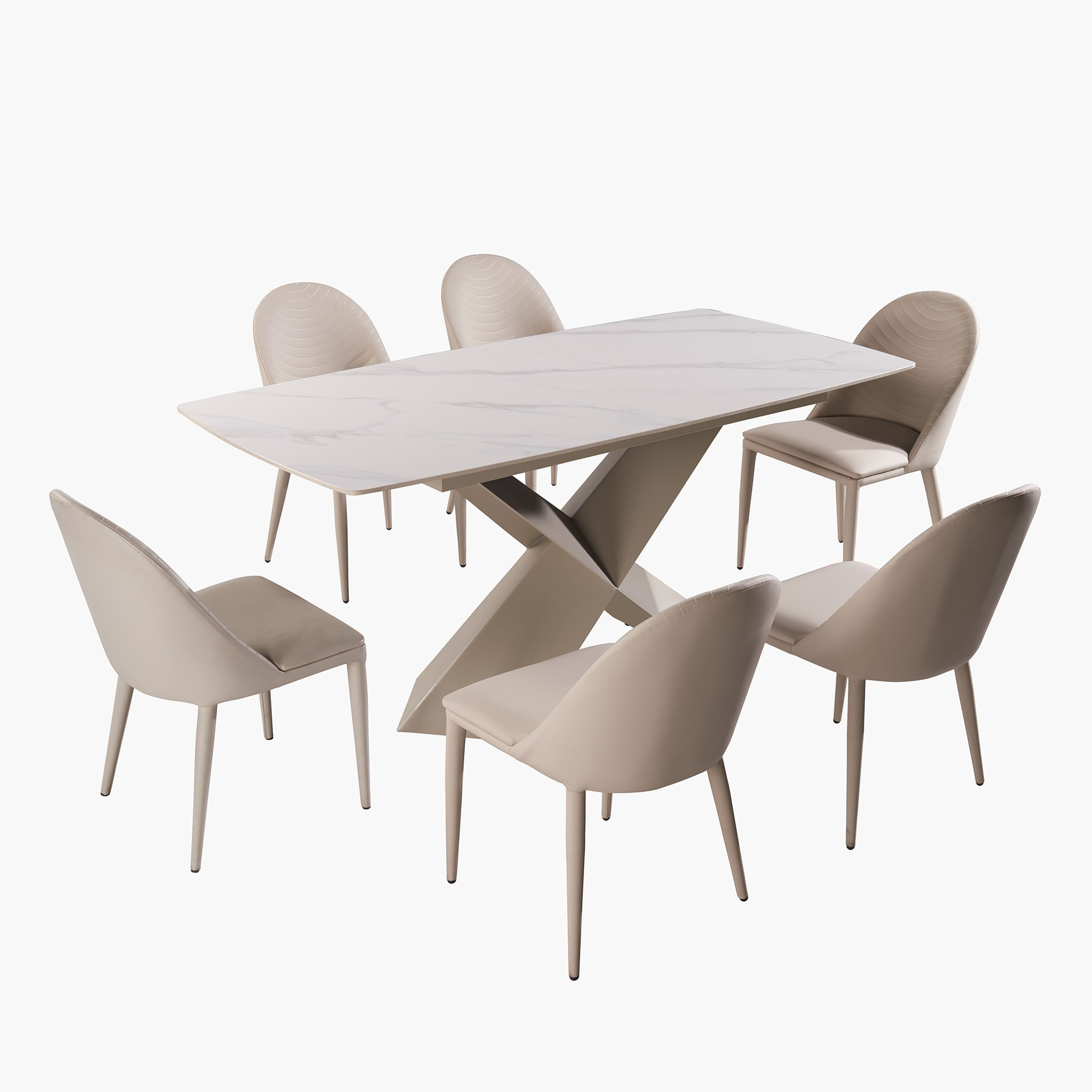 طقم سفرة لـ 6 مقاعد بسطح حجر ملبد من ستارك-hbxfurniture-diningtablesandsets-diningsets-sixseater-image-10
