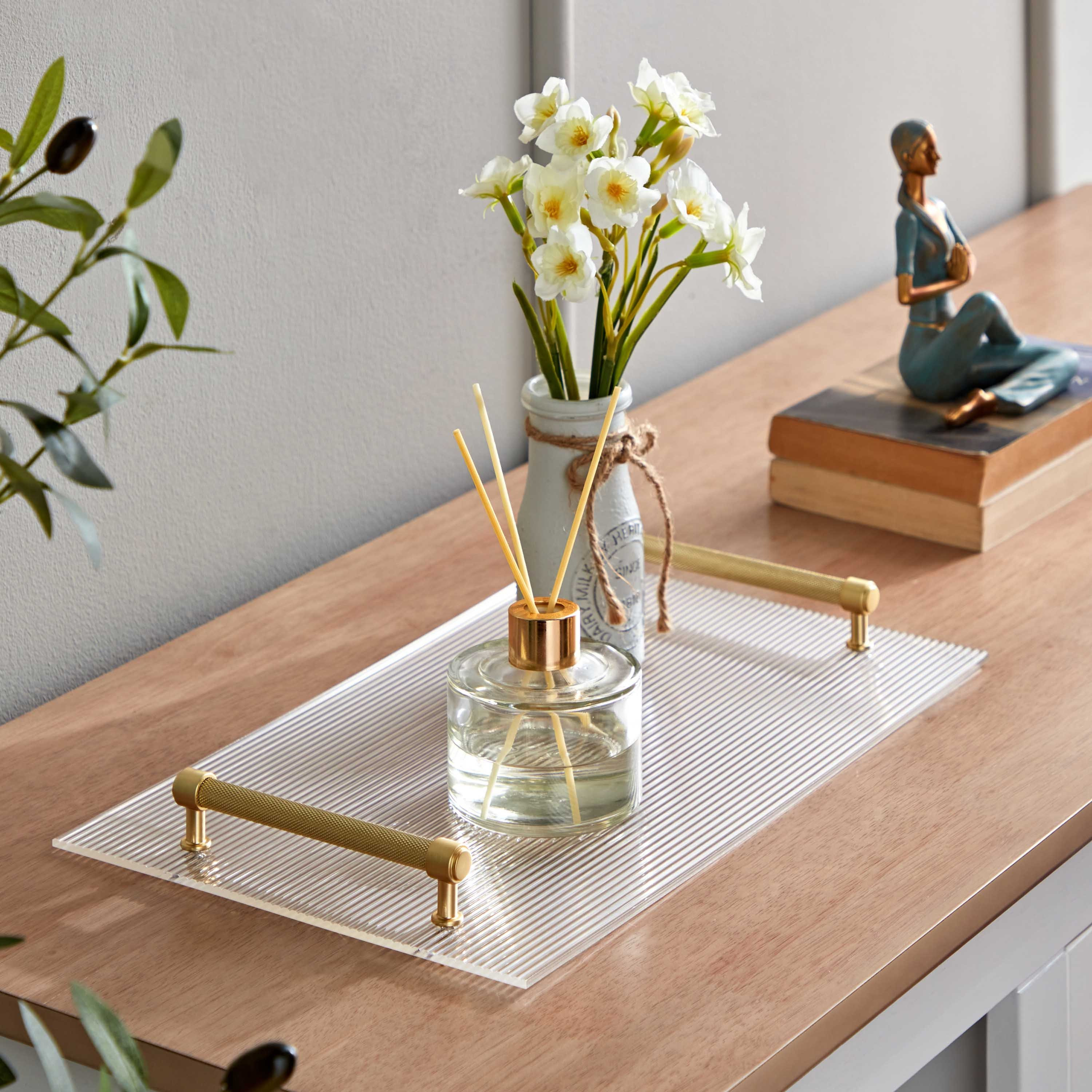 Stewart Acrlyic Decorative Tray with Metal Handles - 40x24x4 cm-hbxhomeware-hbxdecorandfurnishings-image-1