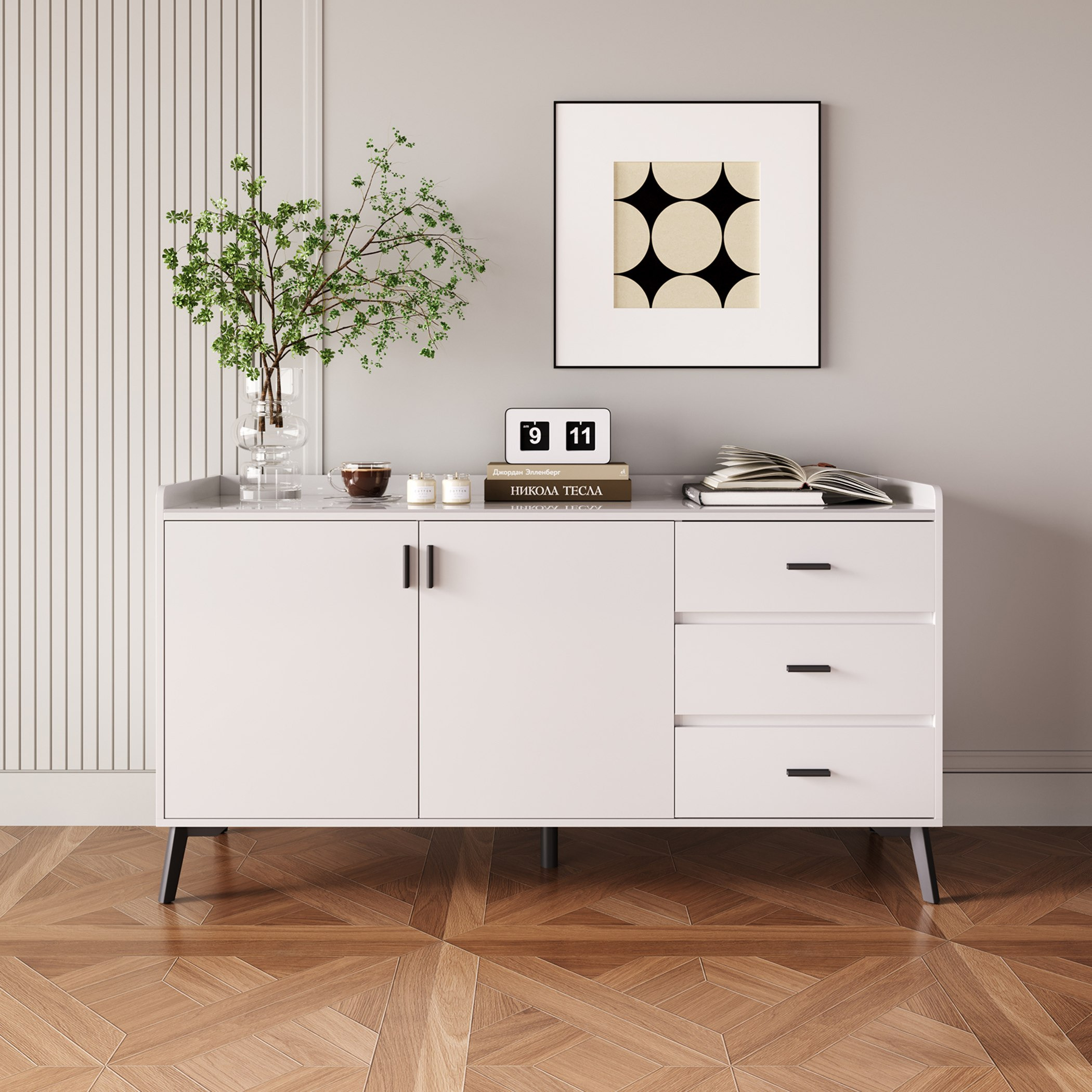 Marwell 2-Door 3-Drawer Sideboard with Sintered Stone Top-hbxfurniture-diningroom-buffetsandsideboards-image-2