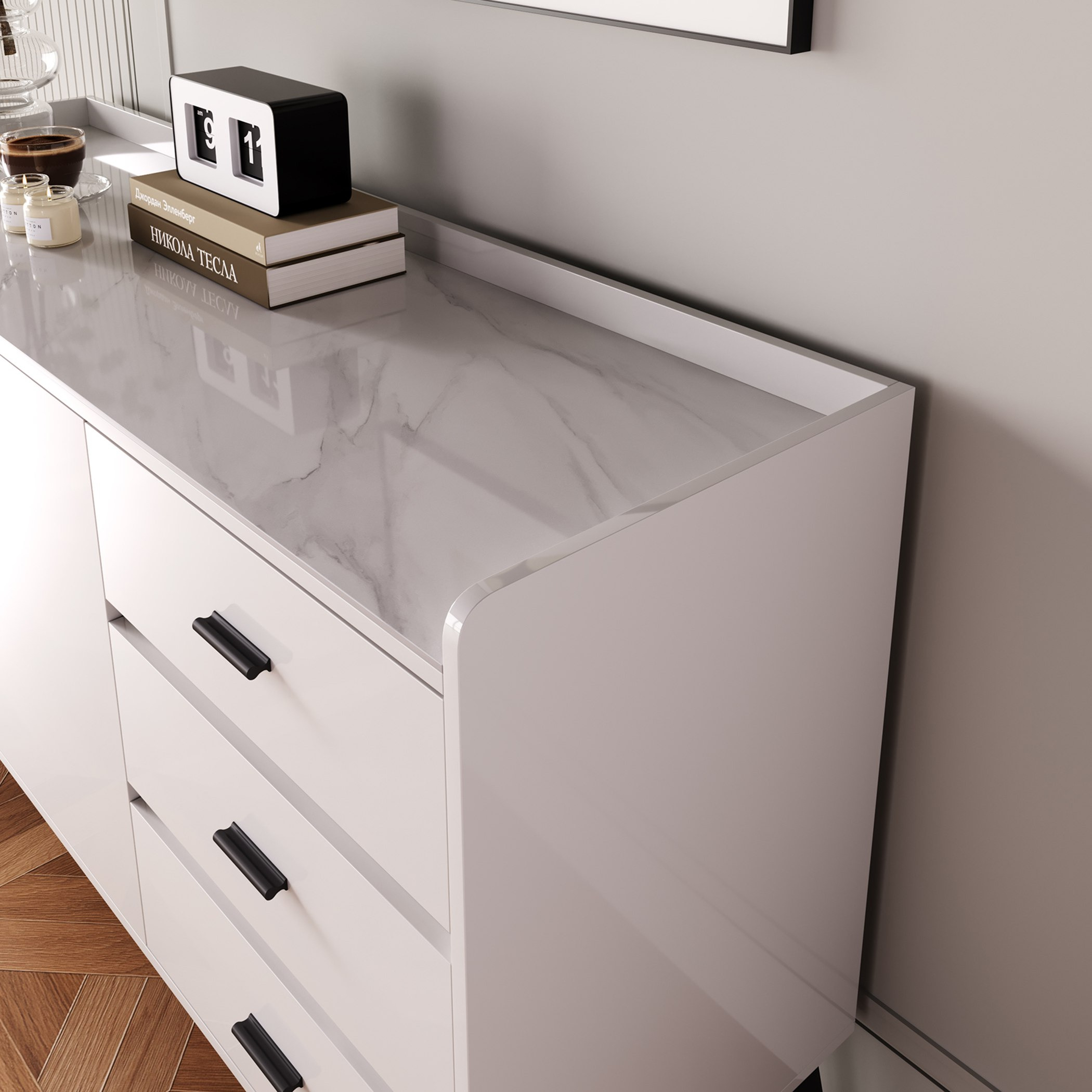 Marwell 2-Door 3-Drawer Sideboard with Sintered Stone Top-hbxfurniture-diningroom-buffetsandsideboards-image-3