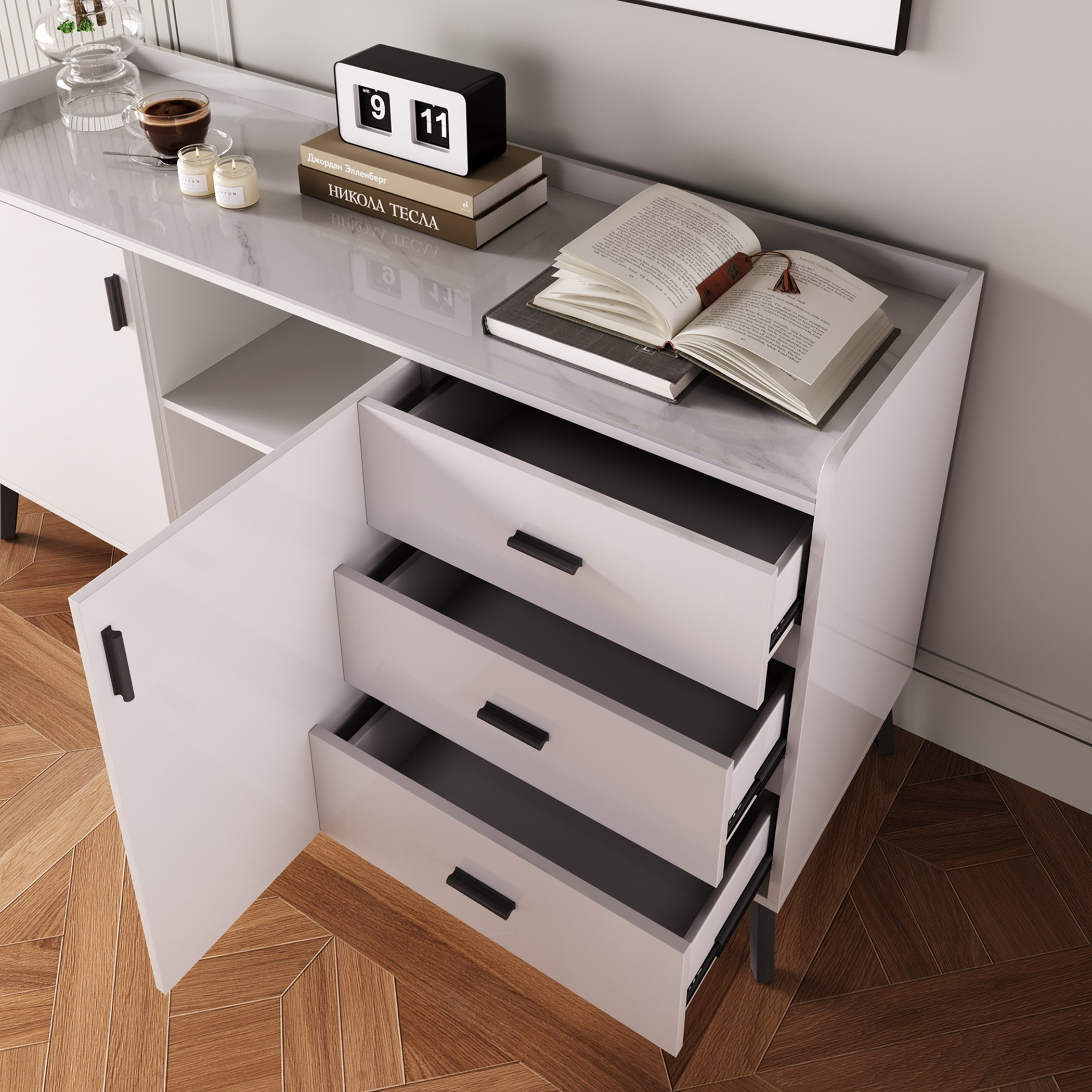 Marwell 2-Door 3-Drawer Sideboard with Sintered Stone Top-hbxfurniture-diningroom-buffetsandsideboards-image-4