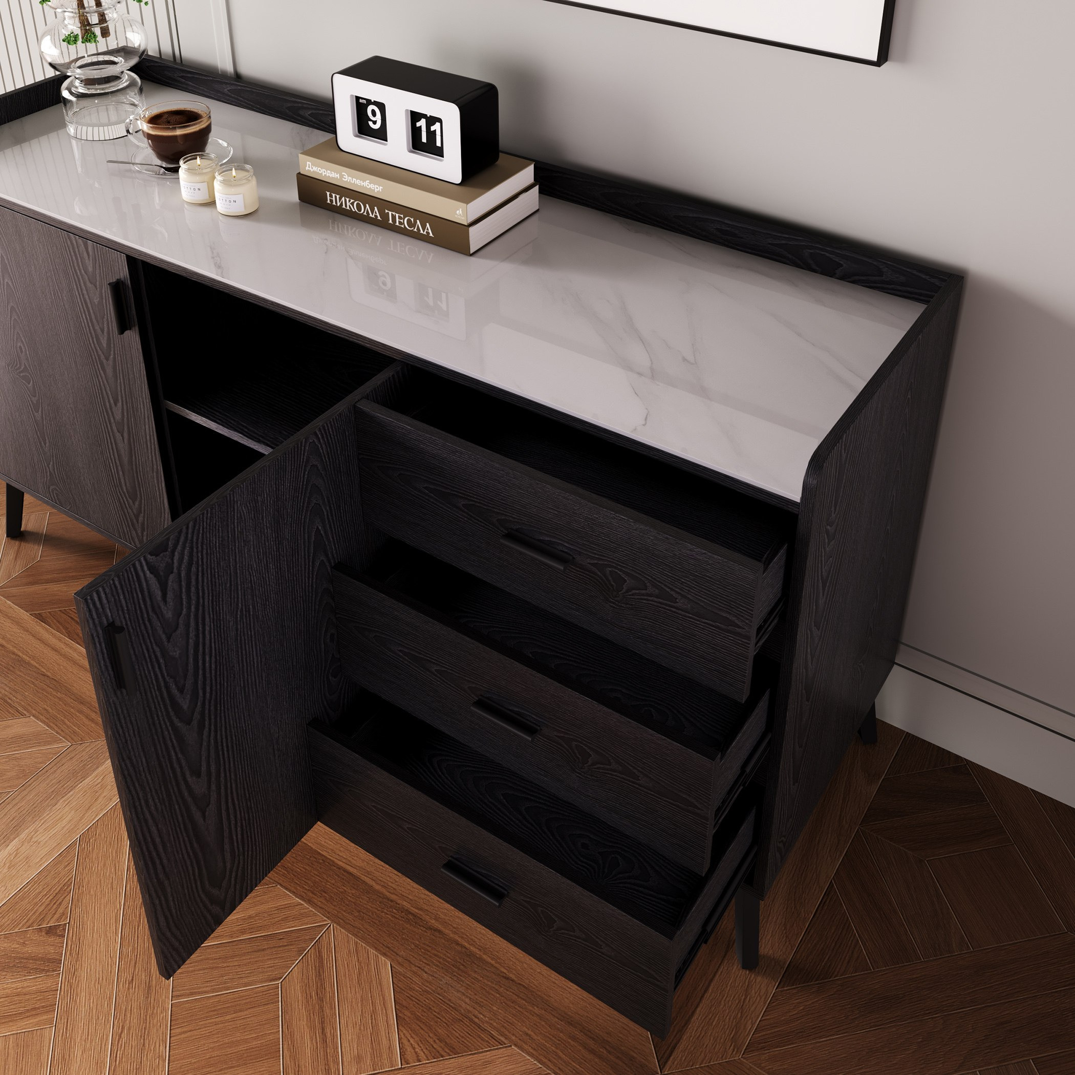 Marwell 2-Door 3-Drawer Sideboard with Sintered Stone Top-hbxfurniture-diningroom-buffetsandsideboards-image-3