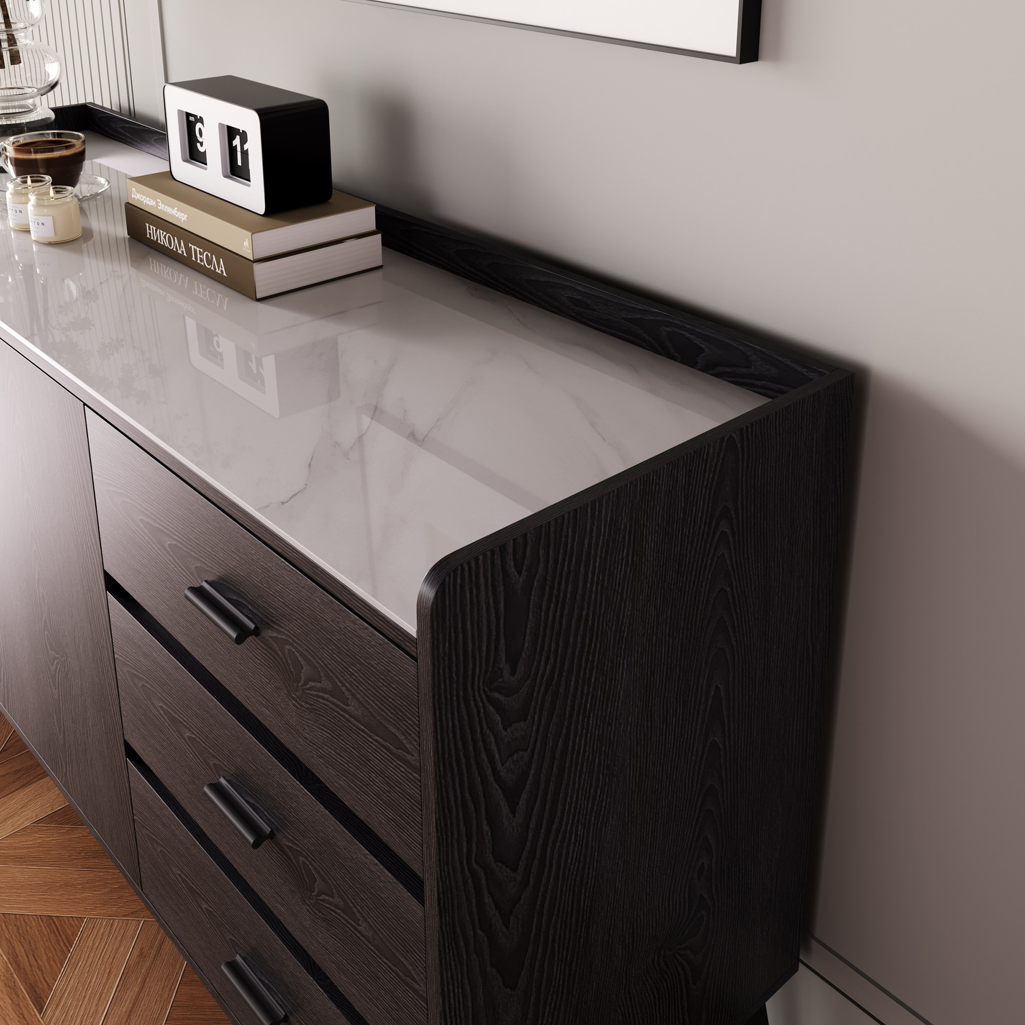 Marwell 2-Door 3-Drawer Sideboard with Sintered Stone Top-hbxfurniture-diningroom-buffetsandsideboards-image-4