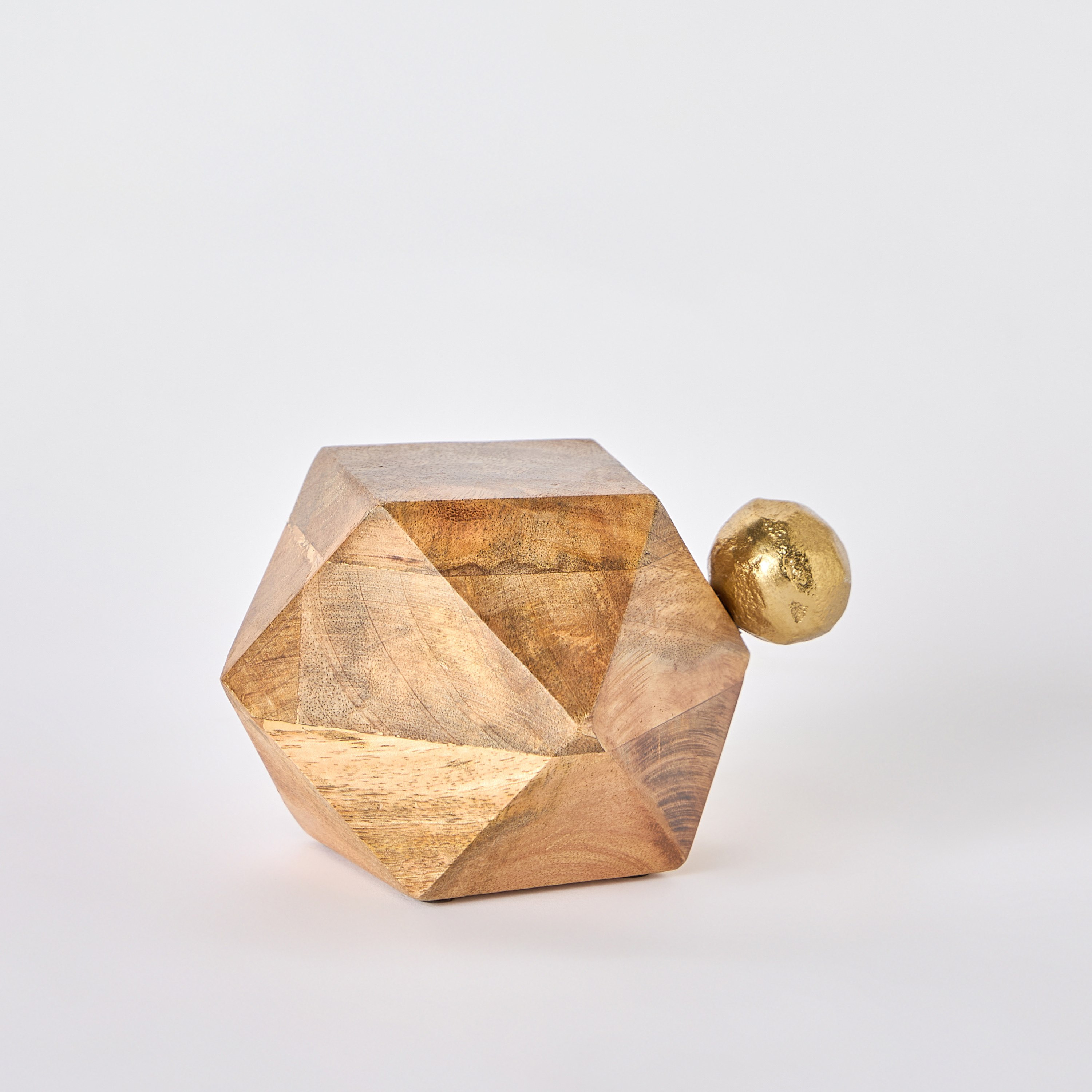 Liv Wooden Polyhedron Accent with Metal Knob - 14x10x10 cm-hbxhomeware-homedecor-figurinesandornaments-image-5