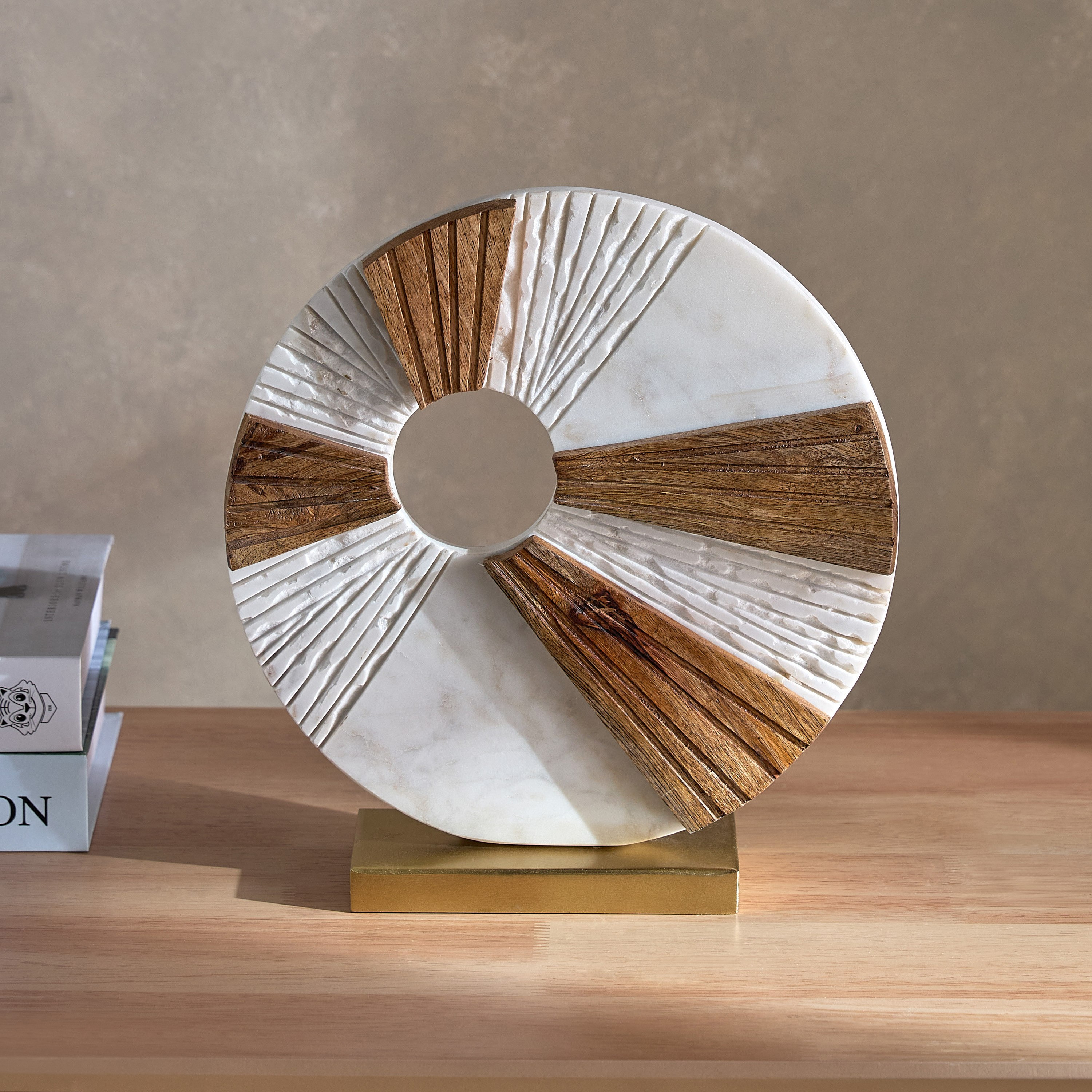 Liv Marble and Wood Table Accent on Metal Base - 26x10x26 cm-hbxhomeware-homedecor-figurinesandornaments-image-2