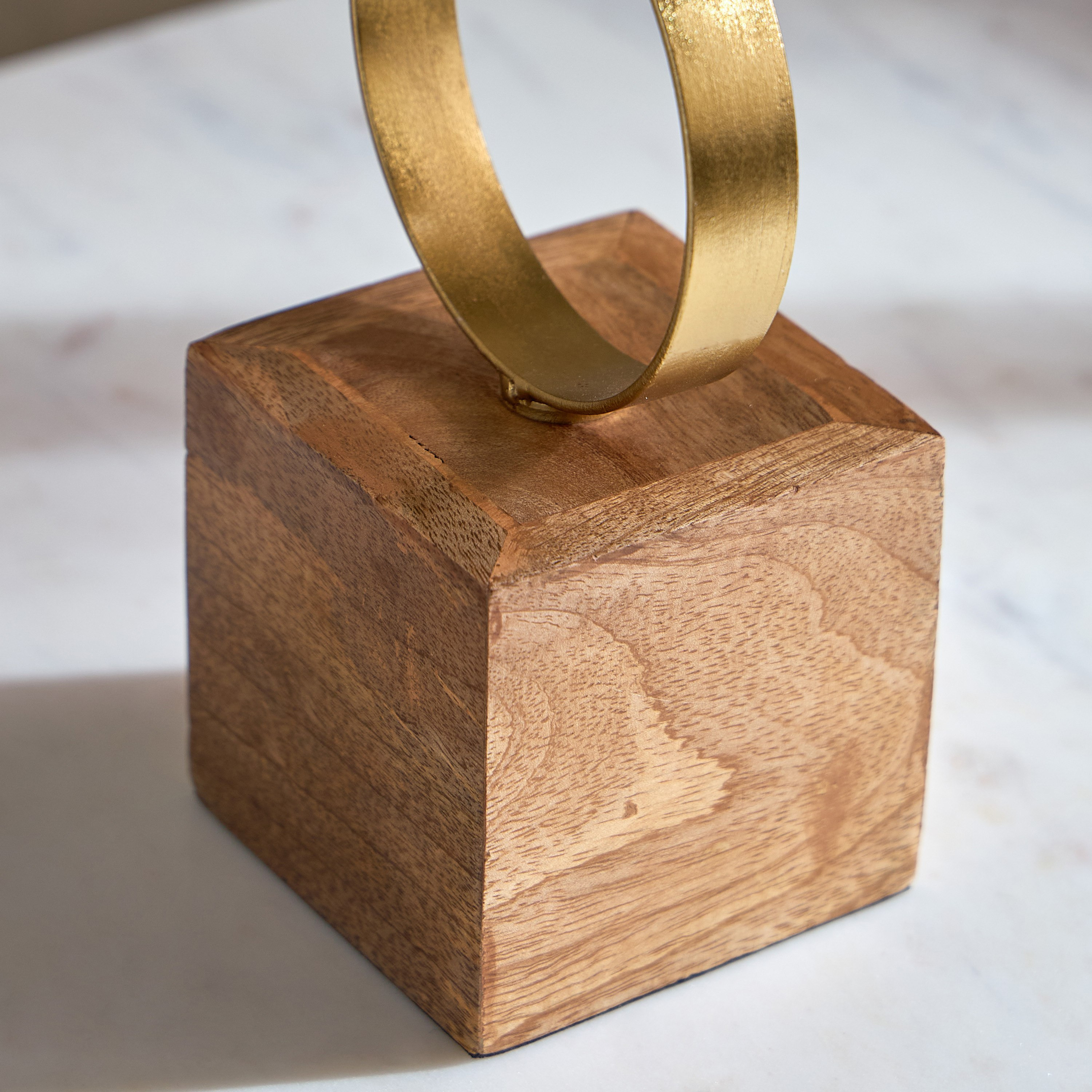 Liv Metal Ring Table Decor on Marble Base - 9x9x45 cm-hbxhomeware-homedecor-figurinesandornaments-image-2