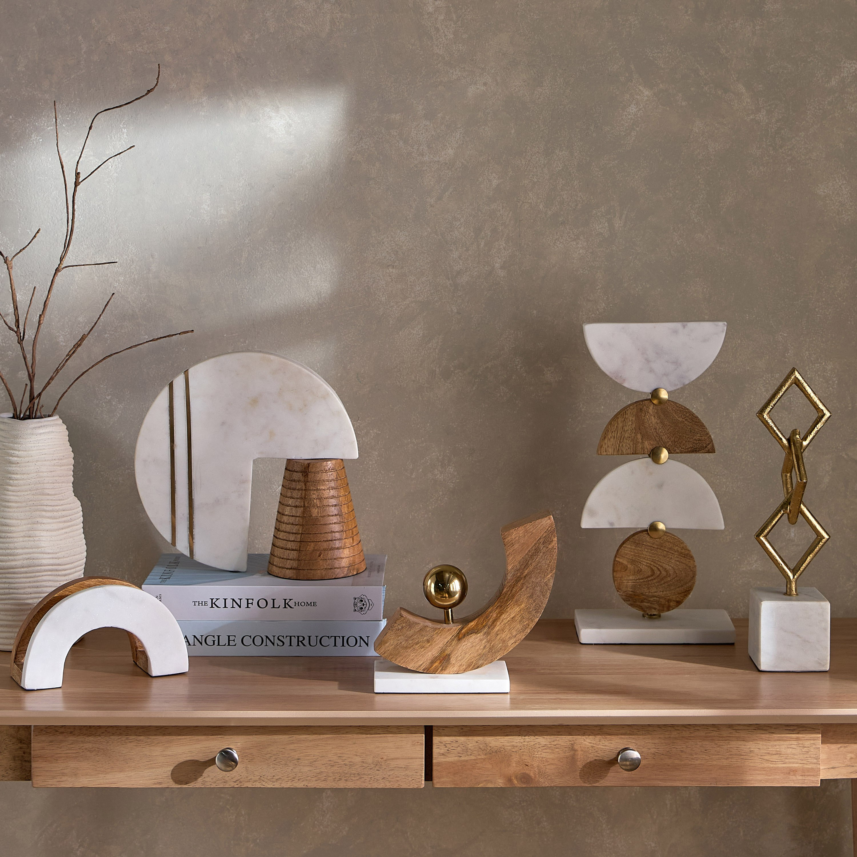 قطعة ديكور بتصميم تجريدي هندسي من ليف - 19x6x19 سم-hbxhomeware-homedecor-figurinesandornaments-image-4