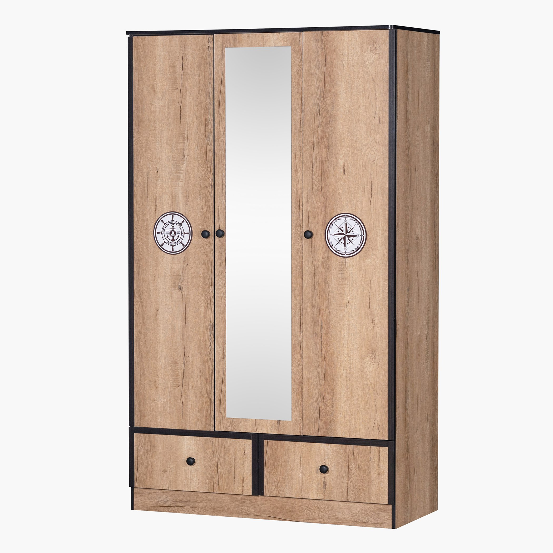 Crew 3-Door Wardrobe with 2 Drawers and Mirror-hbxfurniture-wardrobes-image-3