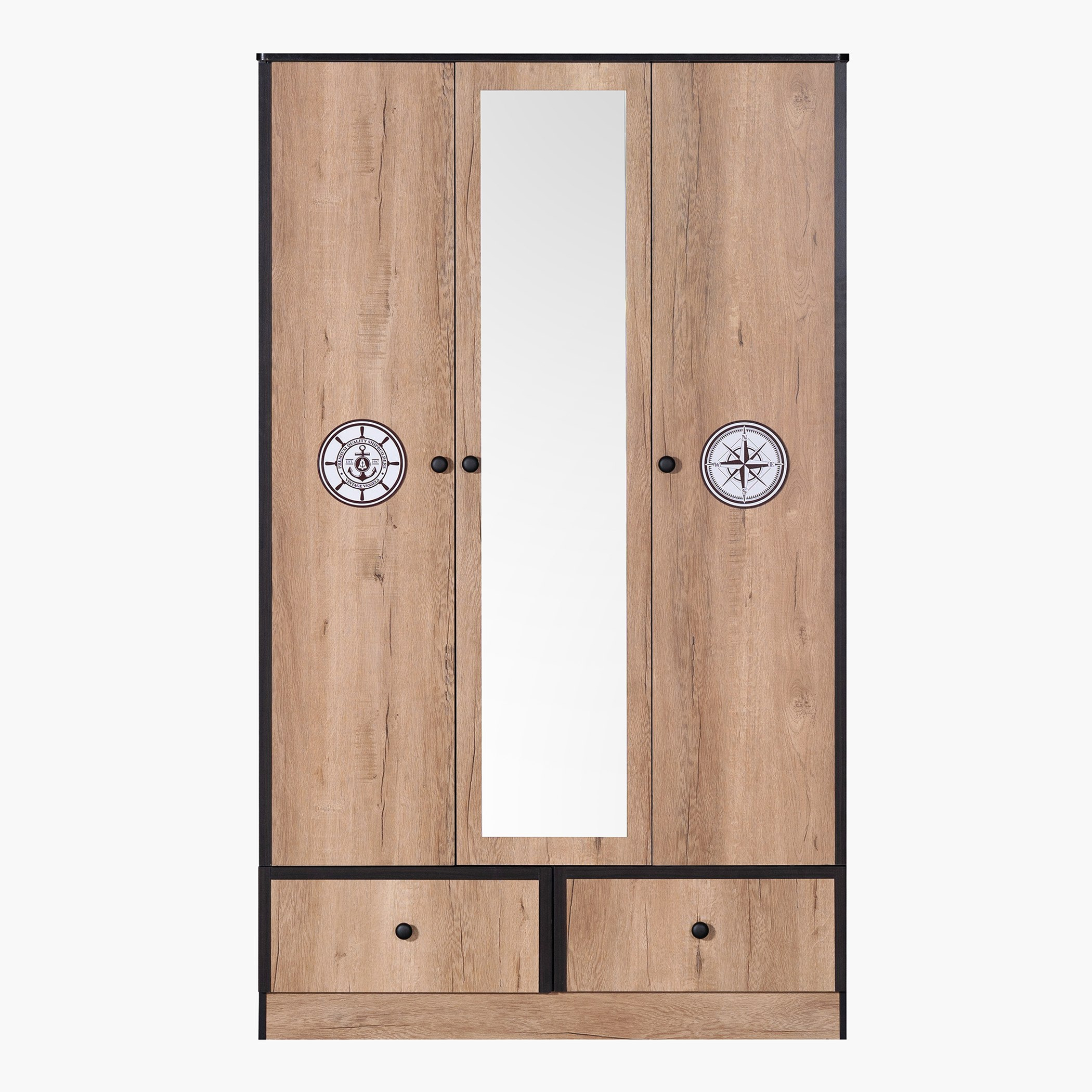 Crew 3-Door Wardrobe with 2 Drawers and Mirror-hbxfurniture-wardrobes-image-7