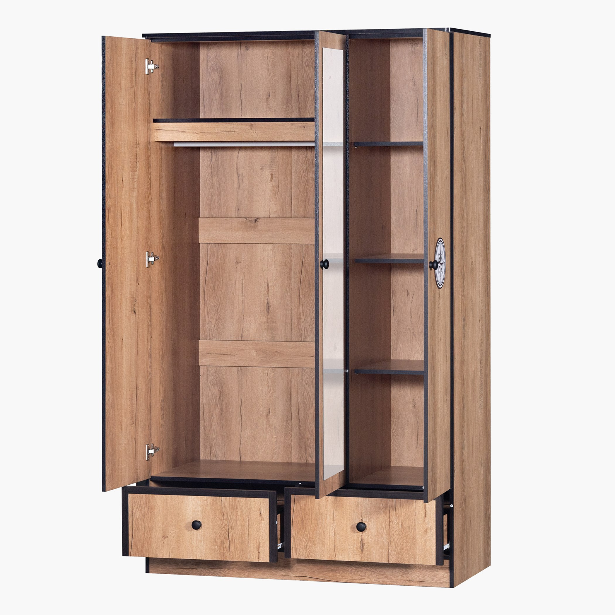 Crew 3-Door Wardrobe with 2 Drawers and Mirror-hbxfurniture-wardrobes-image-8