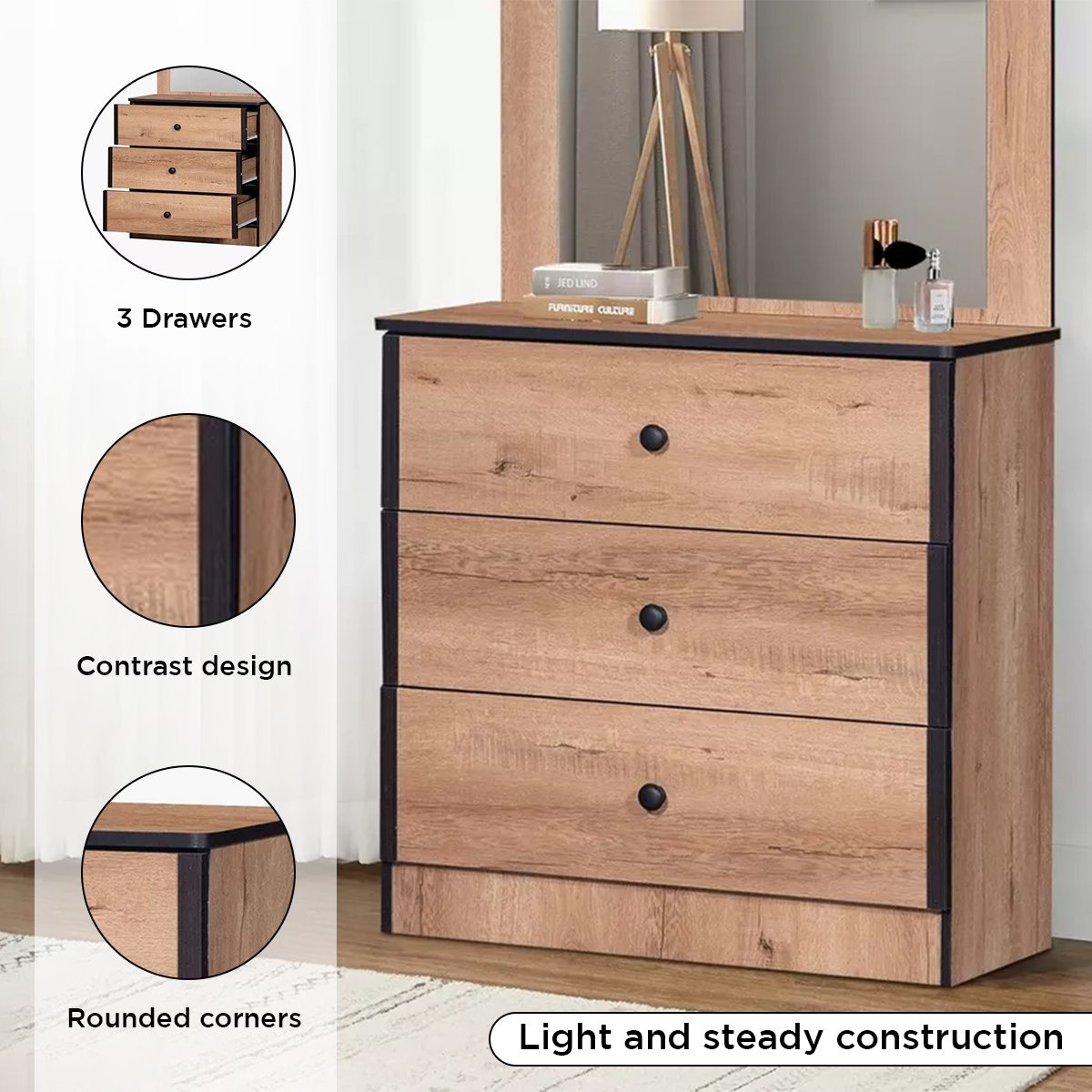 طاولة تزيين -3 أدراج بدون مرآة من كرو-hbxfurniture-kidsroom-kidsdressersandmirrors-image-5