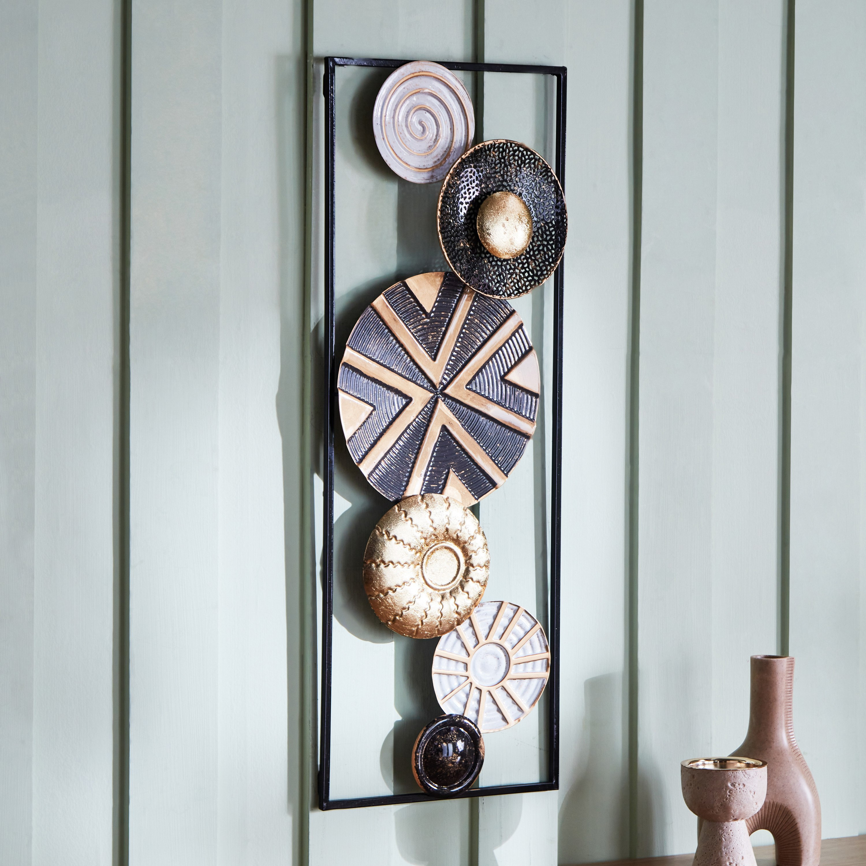 Reza Metal Decorative Wall Accent - 28.5x5x74.5 cm-hbxlivingroom-walldecor-wallart-image-1
