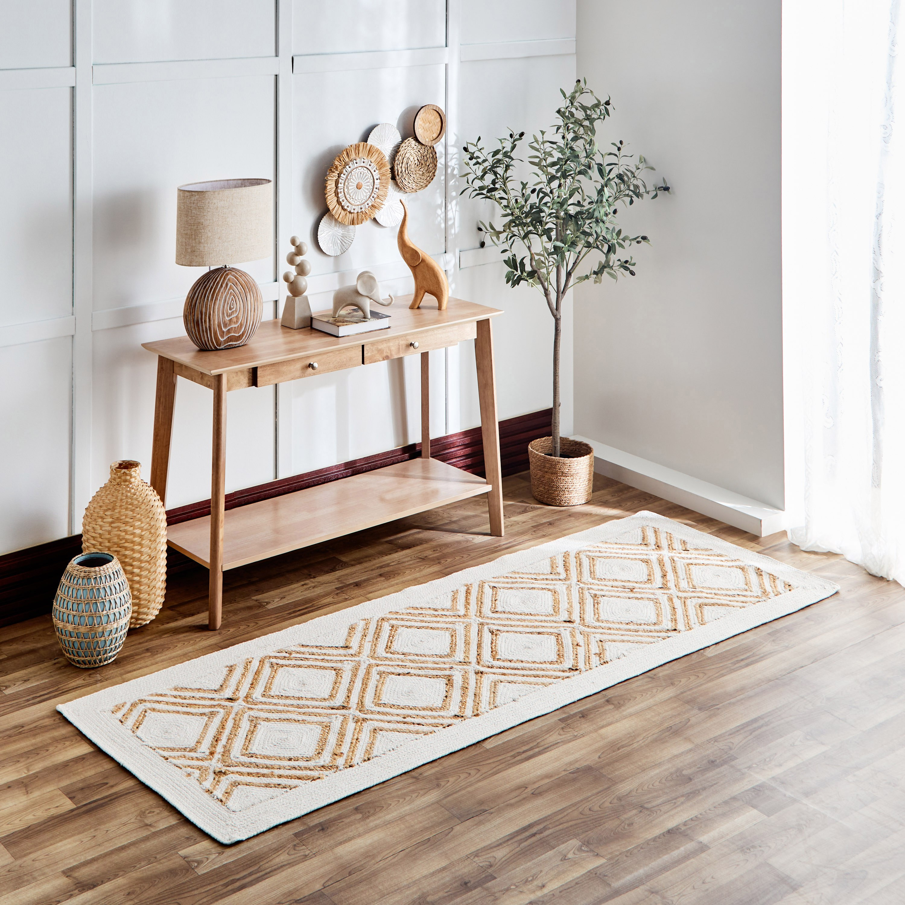 سجادة جوت مصنوعة يدويًا ديموند من إيكو - 80x230 سم-hbxdecorandfurnishings-floorcoverings-rugs-image-1