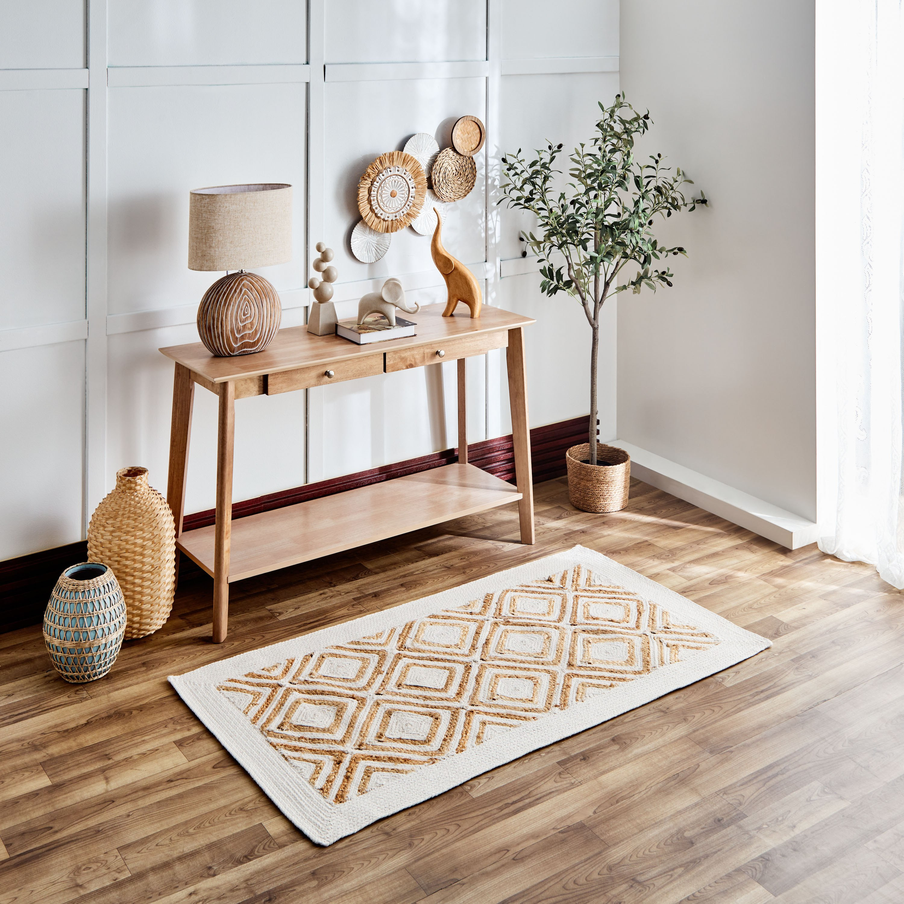 سجادة جوت مصنوعة يدويًا ديموند من إيكو - 80x150 سم-hbxdecorandfurnishings-floorcoverings-rugs-image-1