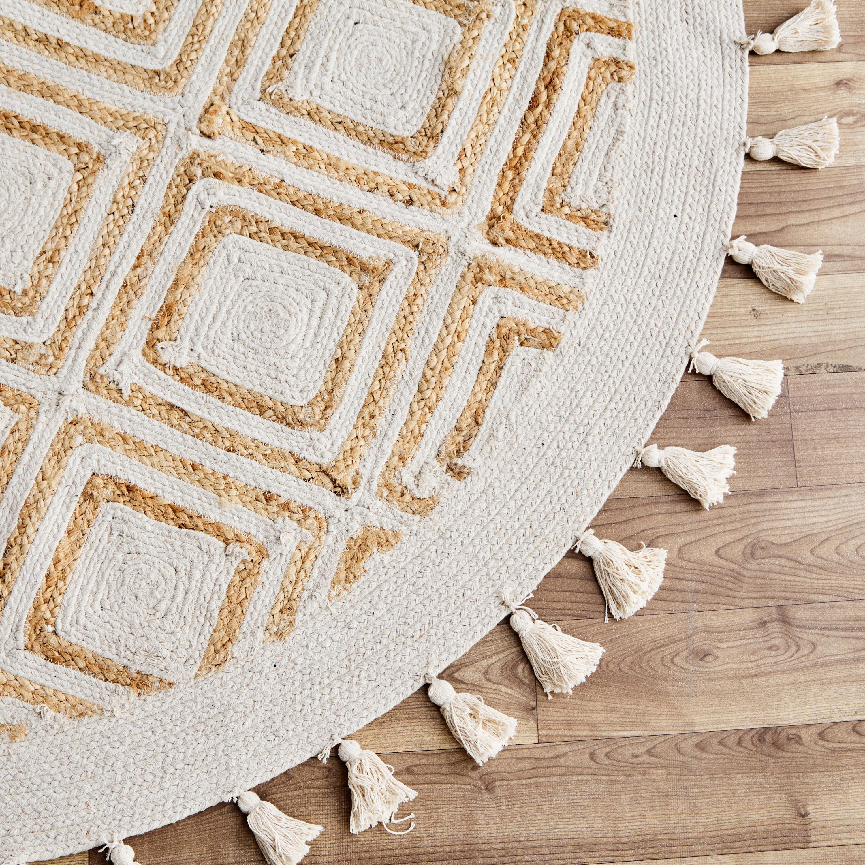 سجادة جوت مستديرة مصنوعة يدوياً دايموند من إيكو - 150 سم-hbxdecorandfurnishings-floorcoverings-rugs-image-3