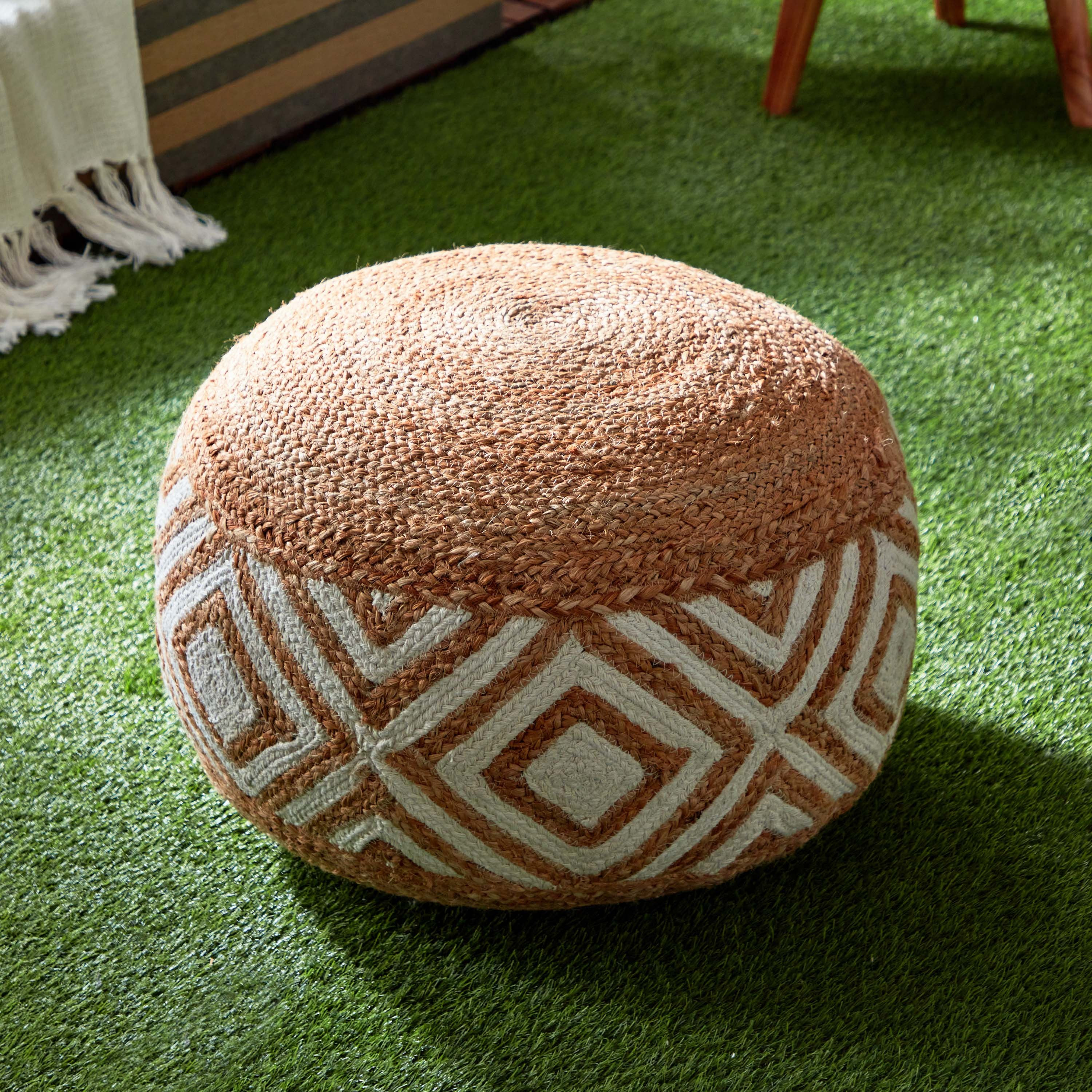 مقعد جوت مصنوع يدويًا من إيكو - 50x50x35 سم-hbxfurniture-kidsroom-kidsbeanbags-image-1