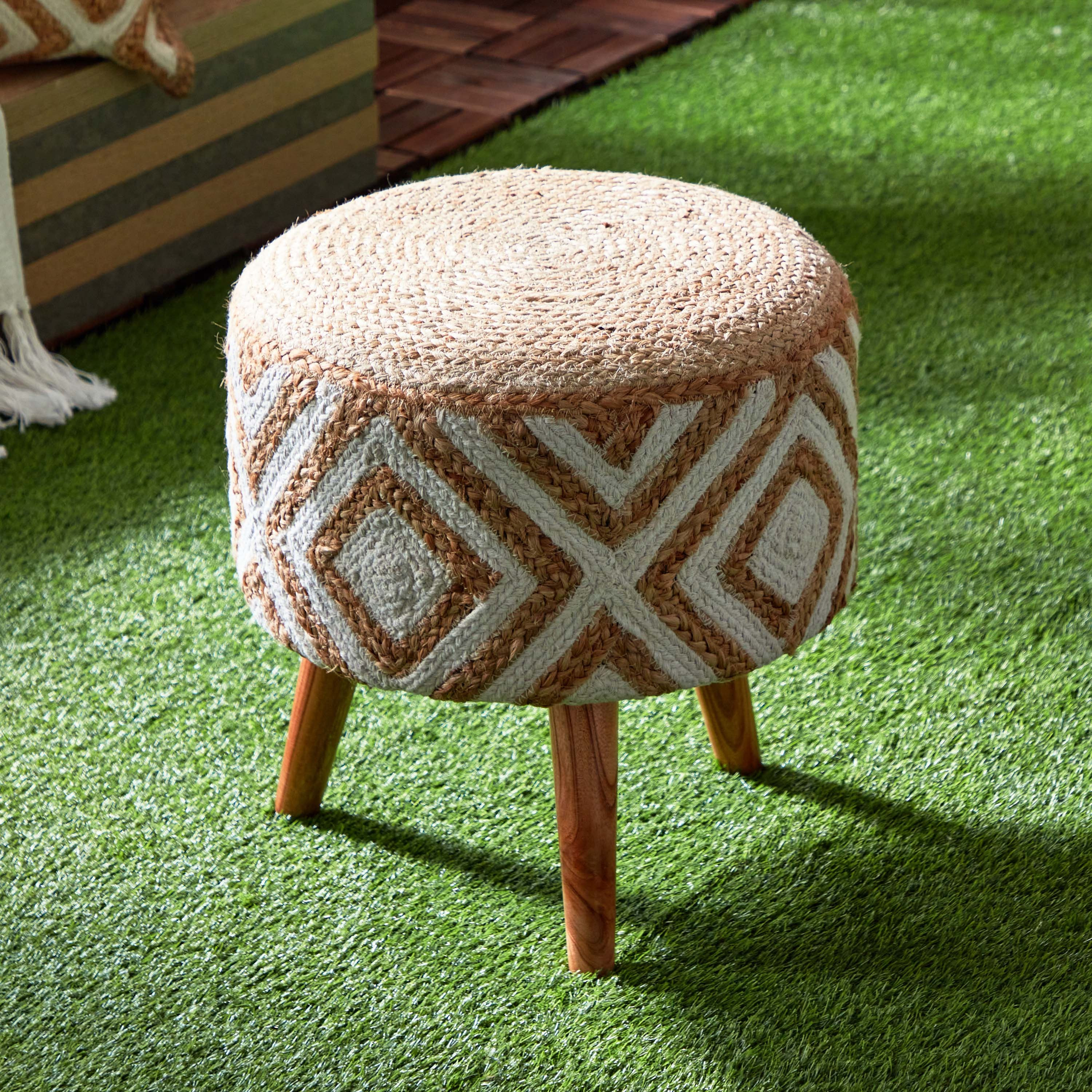 مقعد جوت مصنوع يدويًا من إيكو - 40x40x40 سم-hbxlivingroom-sofasandarmchairs-ottomansandfootstools-image-1