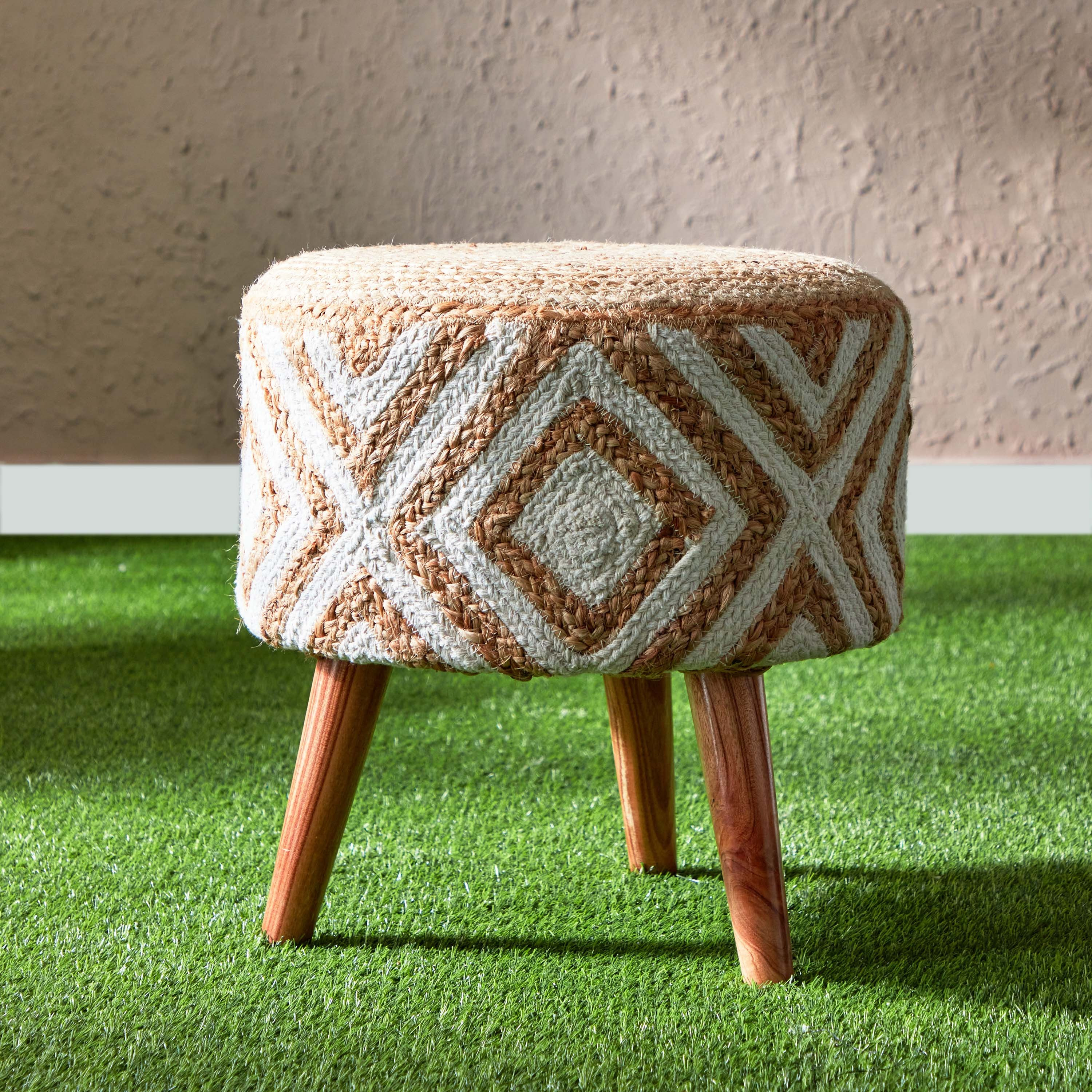 مقعد جوت مصنوع يدويًا من إيكو - 40x40x40 سم-hbxlivingroom-sofasandarmchairs-ottomansandfootstools-image-2
