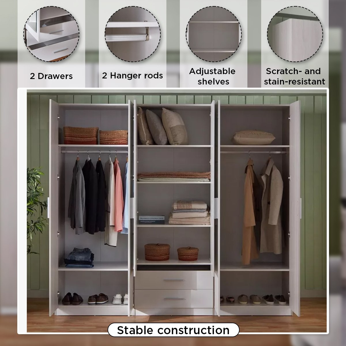 خزانة ملابس 6 أبواب بدرجين ومرآتين من فييستا-hbxfurniture-wardrobes-image-5
