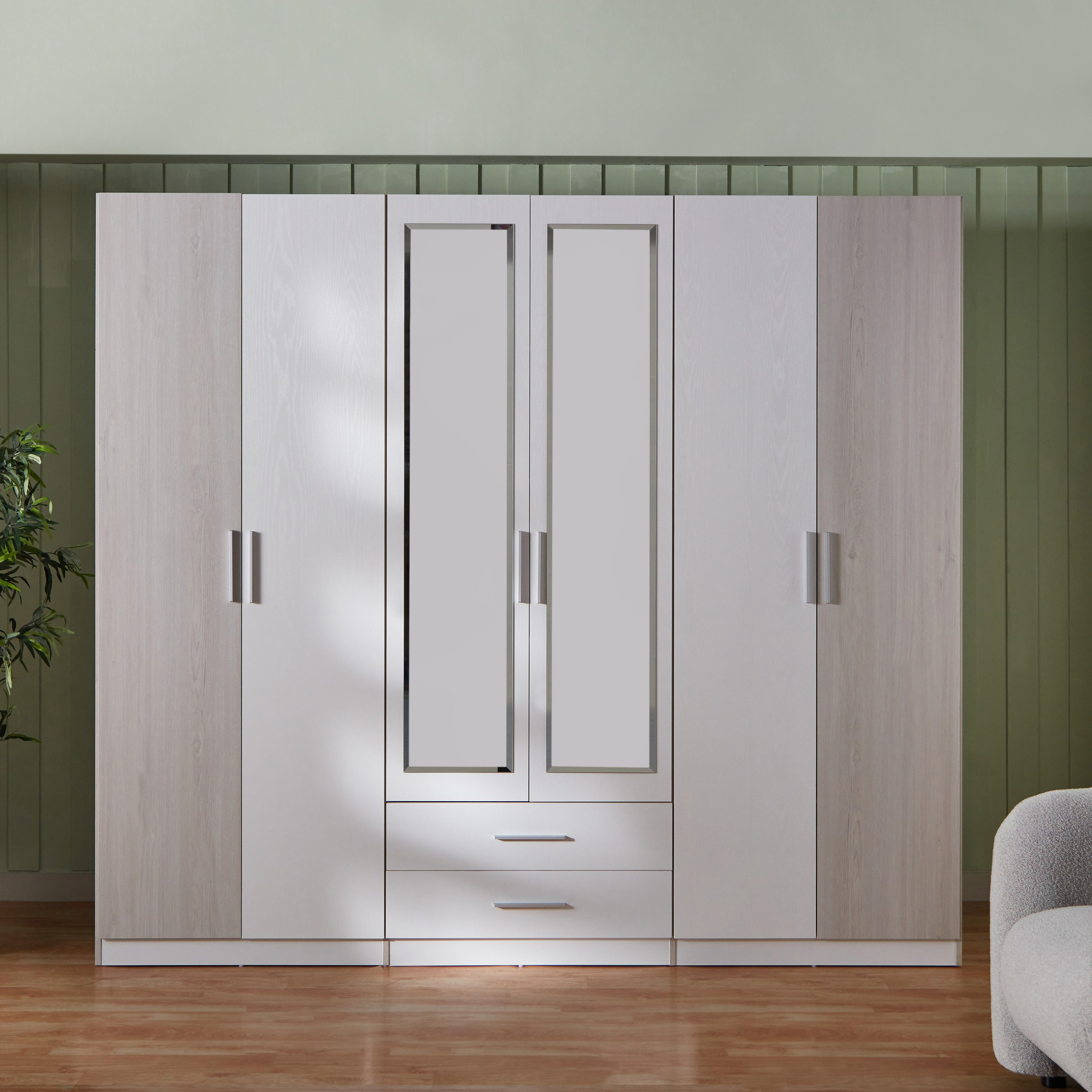 خزانة ملابس 6 أبواب بدرجين ومرآتين من فييستا-hbxfurniture-wardrobes-image-2