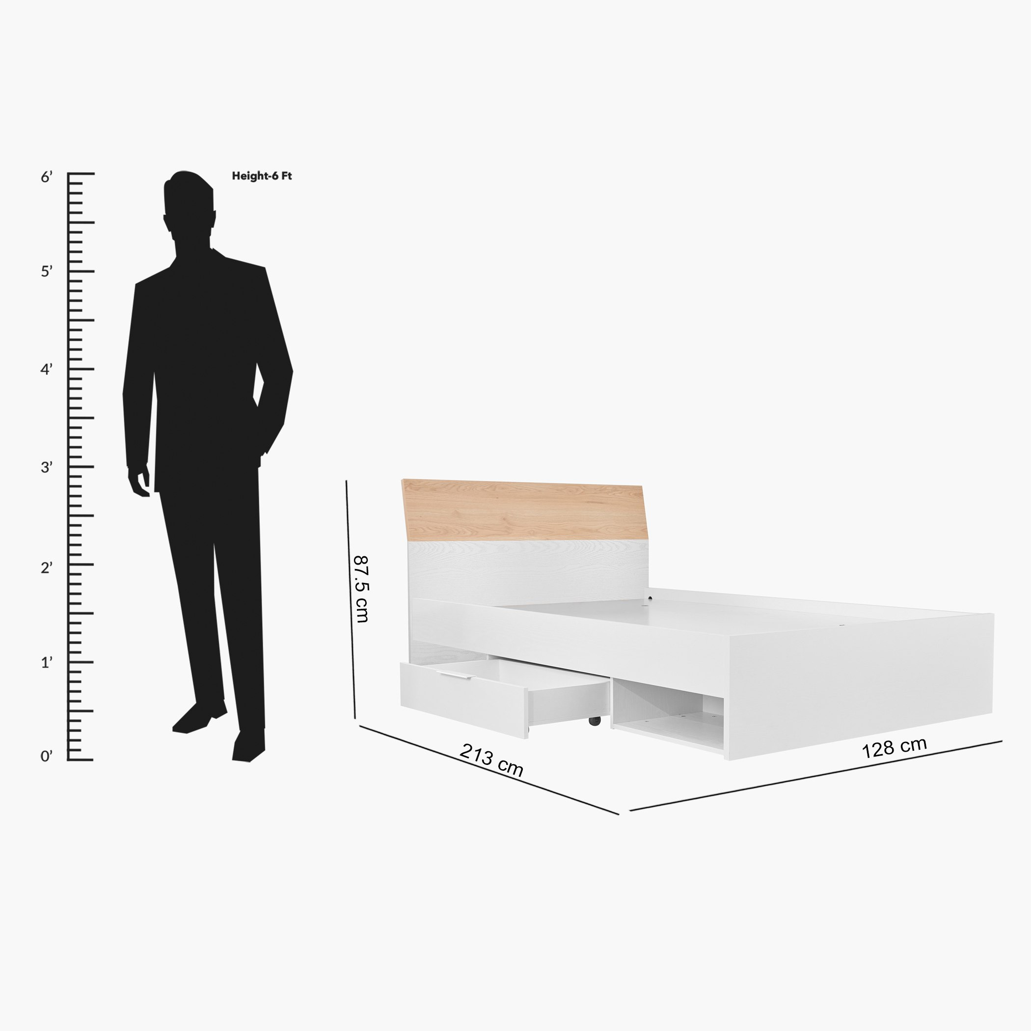 Milan Twin Bed with Drawers - 120x200 cm-hbxbedroom-bedsandbedsets-beds-twin-image-13