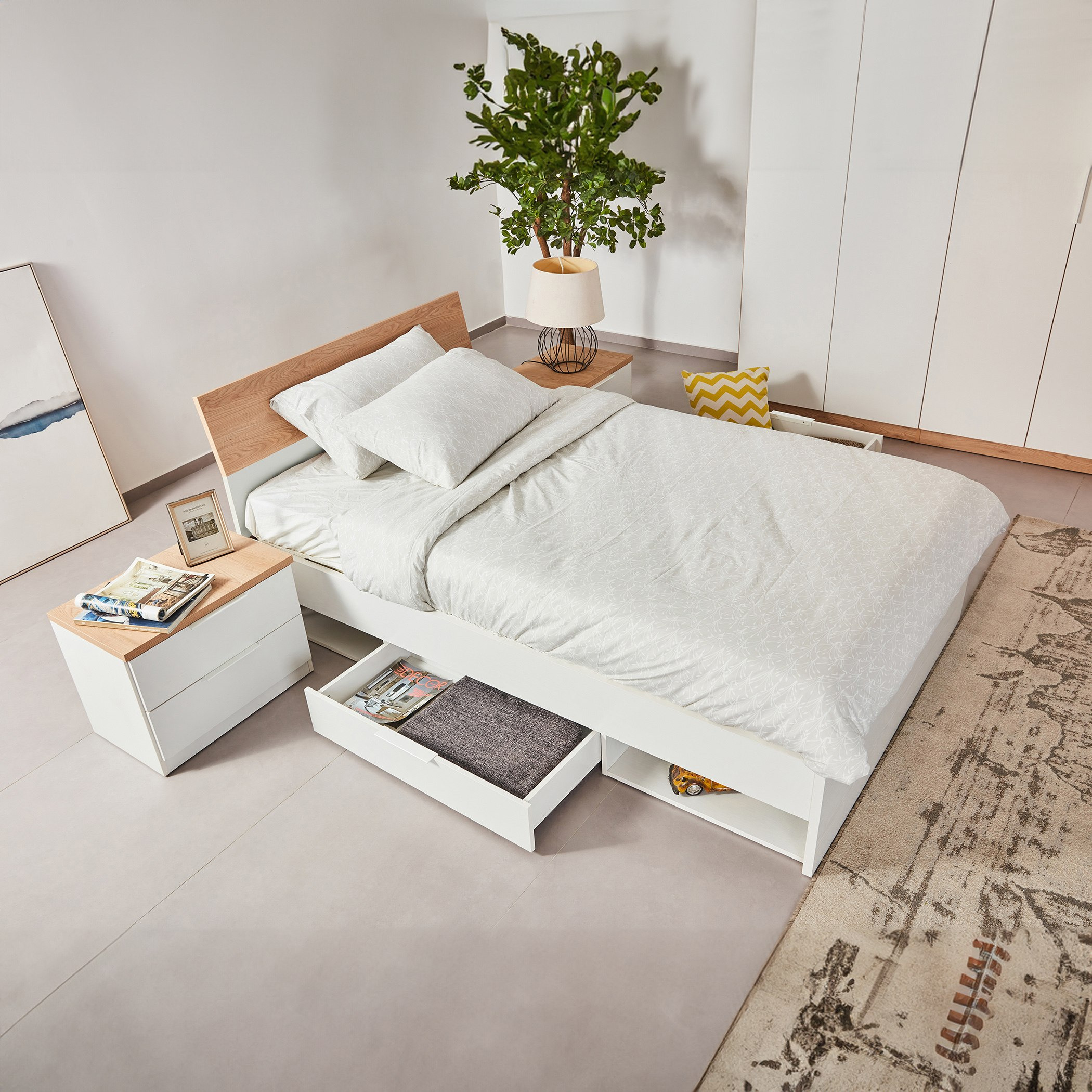 Milan Twin Bed with Drawers - 120x200 cm-hbxbedroom-bedsandbedsets-beds-twin-image-7