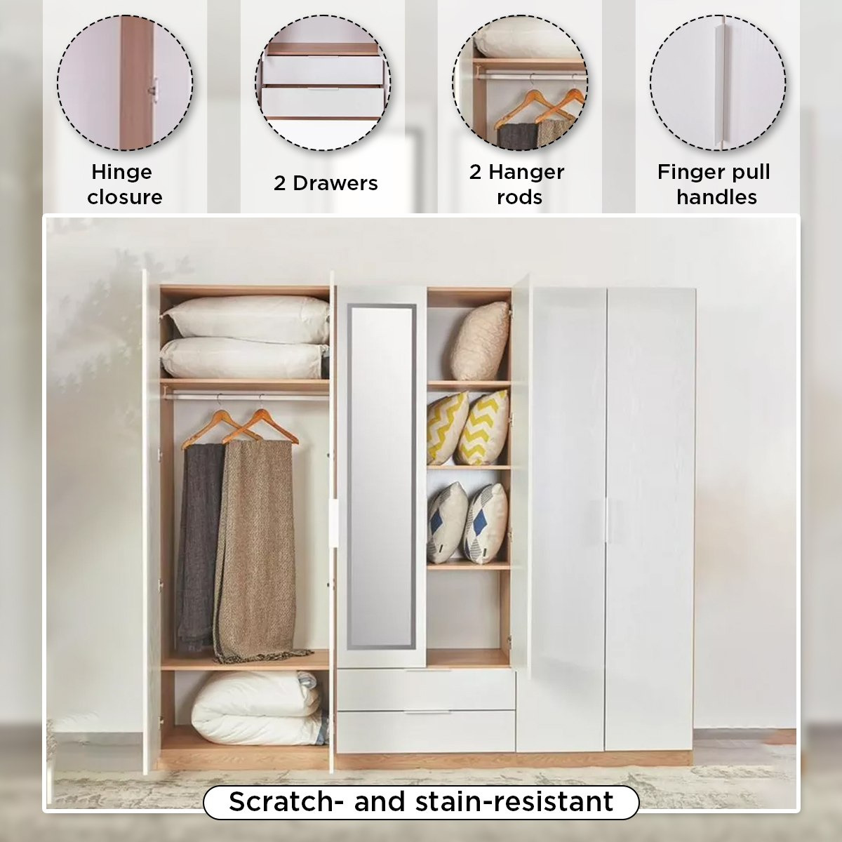 Milan 6-Door Wardrobe with 2 Drawers-hbxfurniture-wardrobes-image-5