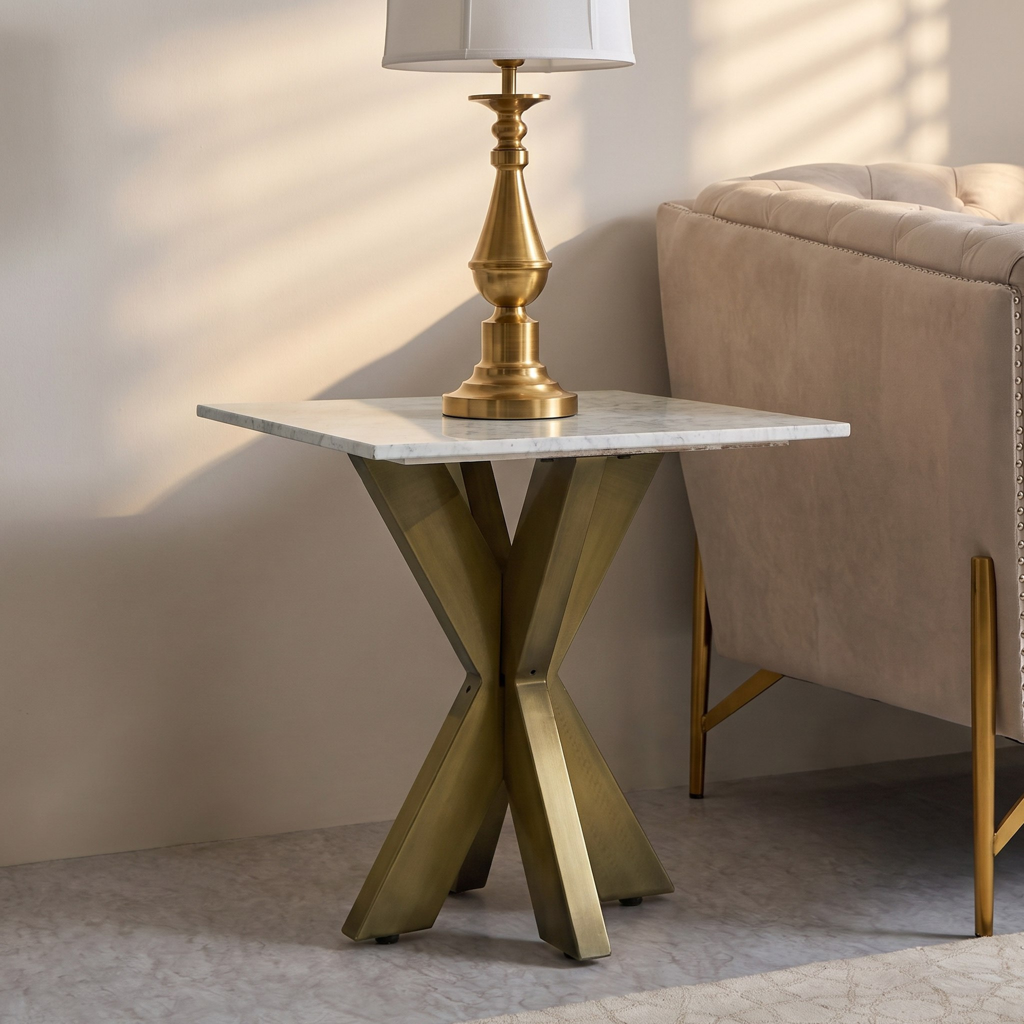 طاولة جانبية بسطح من الرخام الأصلي - بورتولا-hbxfurniture-livingroom-endtables-image-1