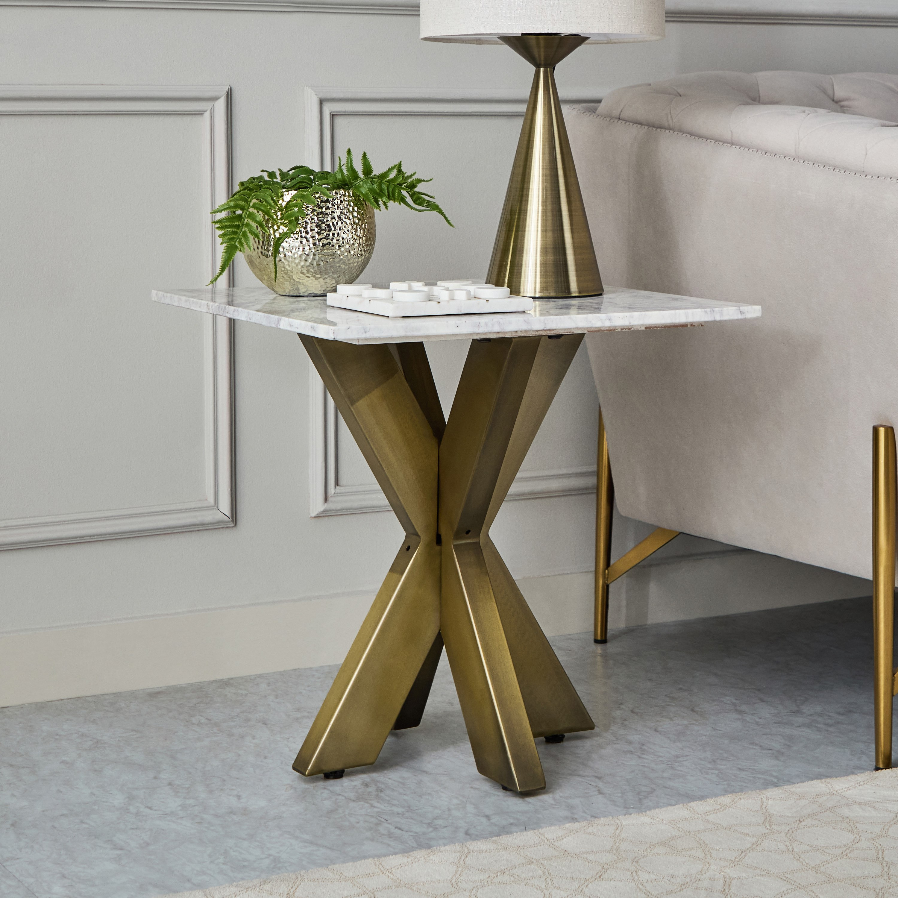 طاولة جانبية بسطح من الرخام الأصلي - بورتولا-hbxfurniture-livingroom-endtables-image-2