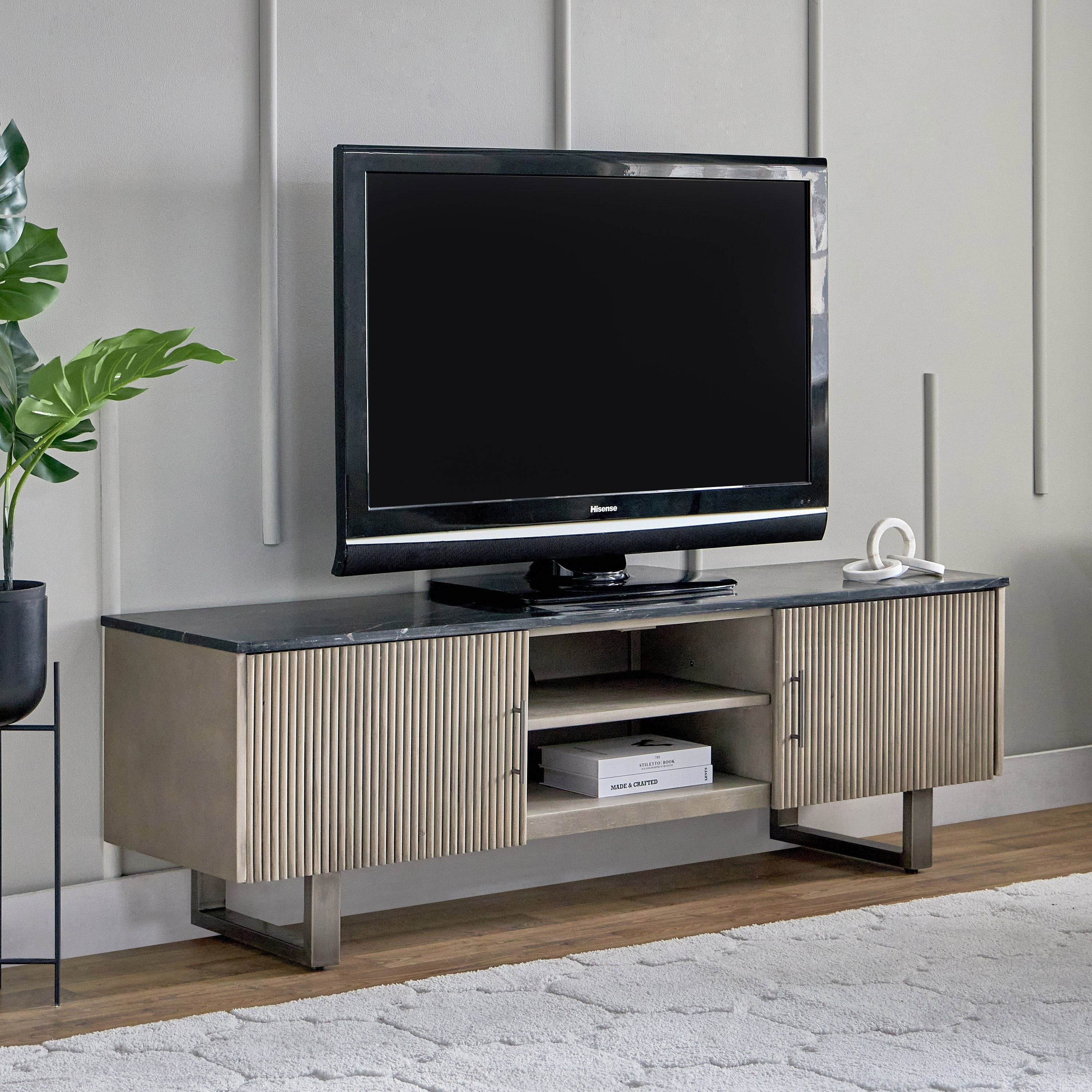 Vendra Portola Genuine Marble Top TV Unit for TVs up to 70 inches-hbxlivingroom-mediaunitsandstorage-tvunits-image-1