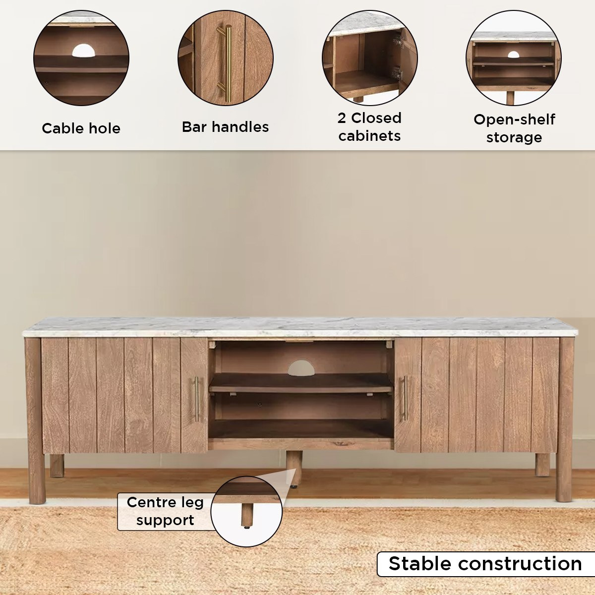 وحدة تلفزيون ذات سطح رخام للتلفزيونات حتى 70 بوصة  من سانكتشواري-hbxlivingroom-mediaunitsandstorage-tvunits-image-5