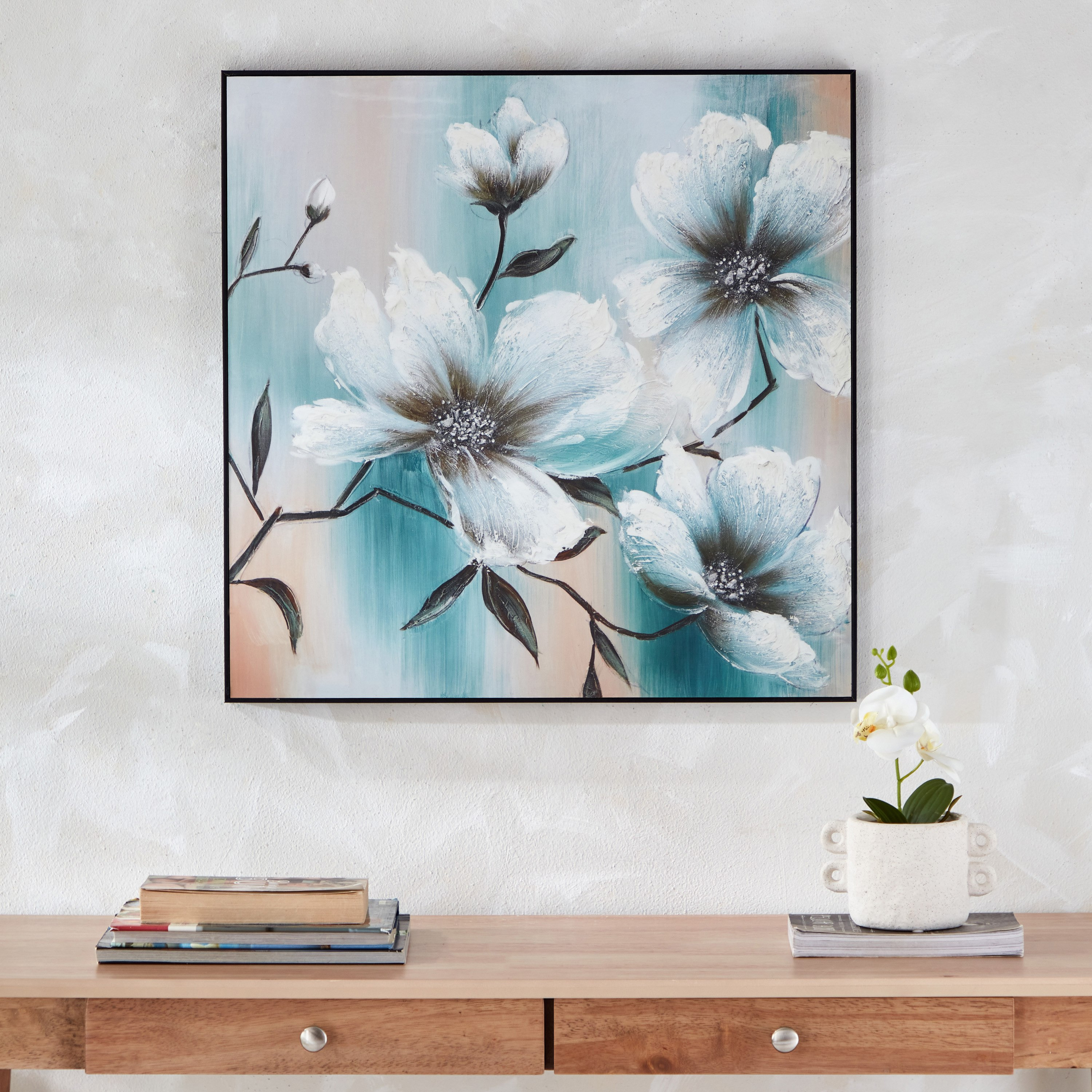 لوحة حائط مؤطرة أزهار لامعة من آلين - 60x60x2.5 سم-hbxhomeware-hbxdecorandfurnishings-image-1