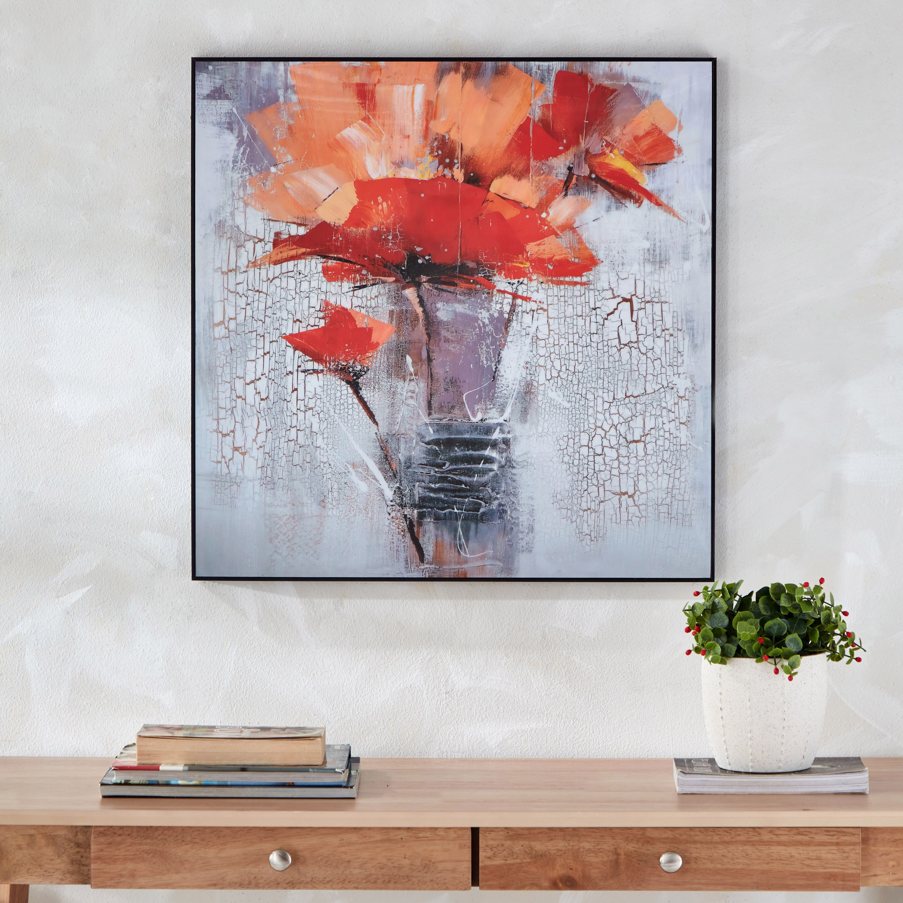 لوحة مؤطرة أزهار تجريدية لامعة من آلين - 60x60x2.5 سم-PROMO_HB_AE_B1G1_250925-image-1