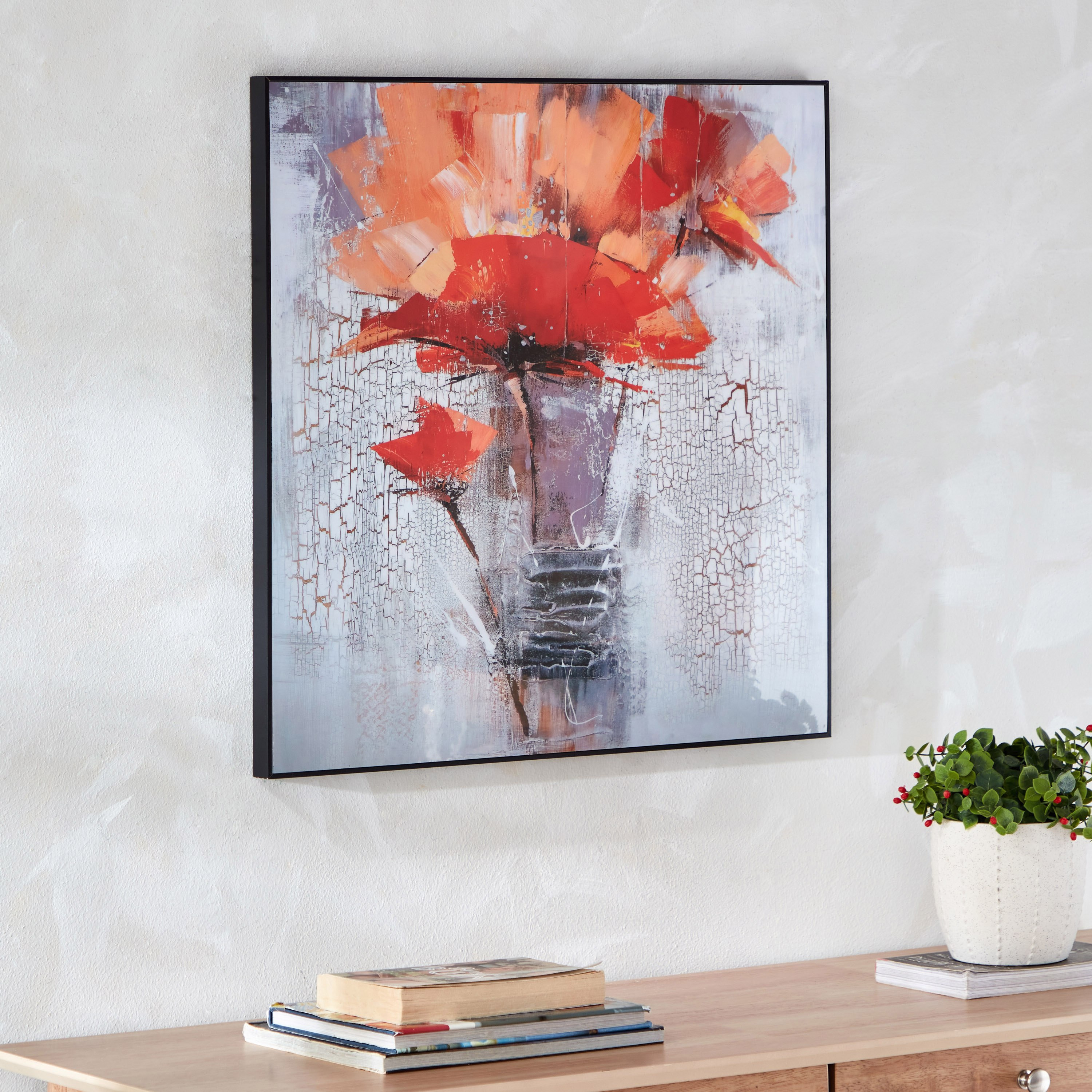 لوحة مؤطرة أزهار تجريدية لامعة من آلين - 60x60x2.5 سم-PROMO_HB_AE_B1G1_250925-image-2