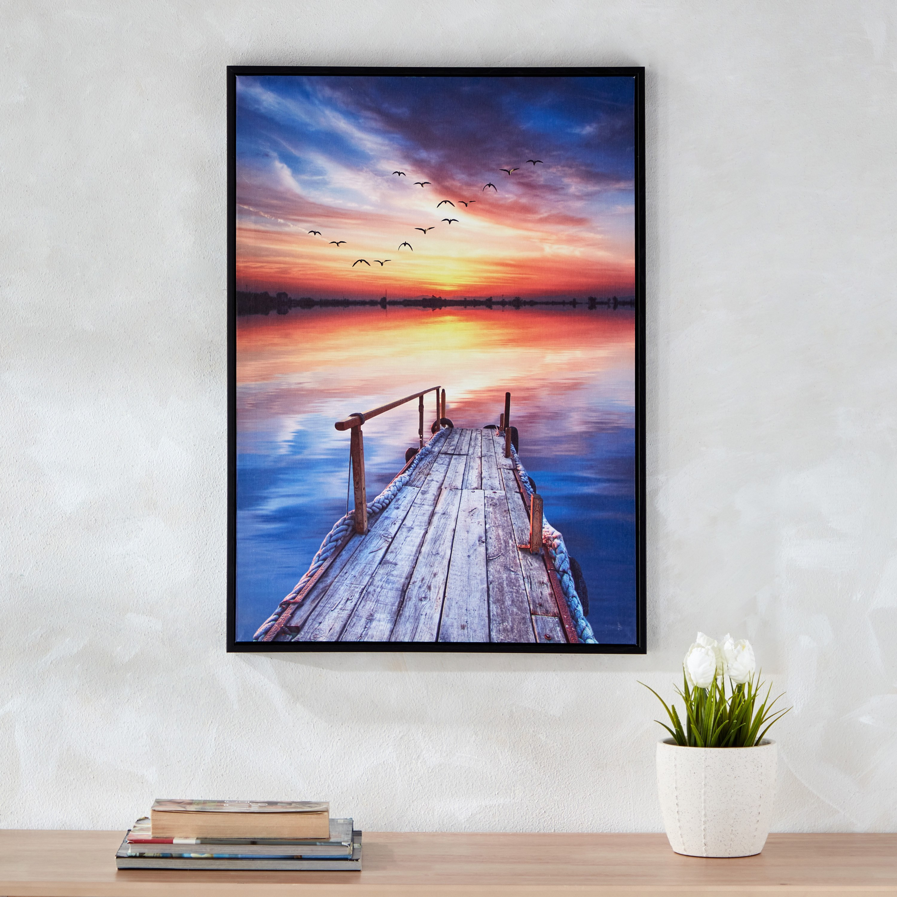 لوحة حائط مؤطّرة جسر البحيرة لامعة من آلين - 50x70x2.8 سم-hbxhomeware-hbxdecorandfurnishings-image-1