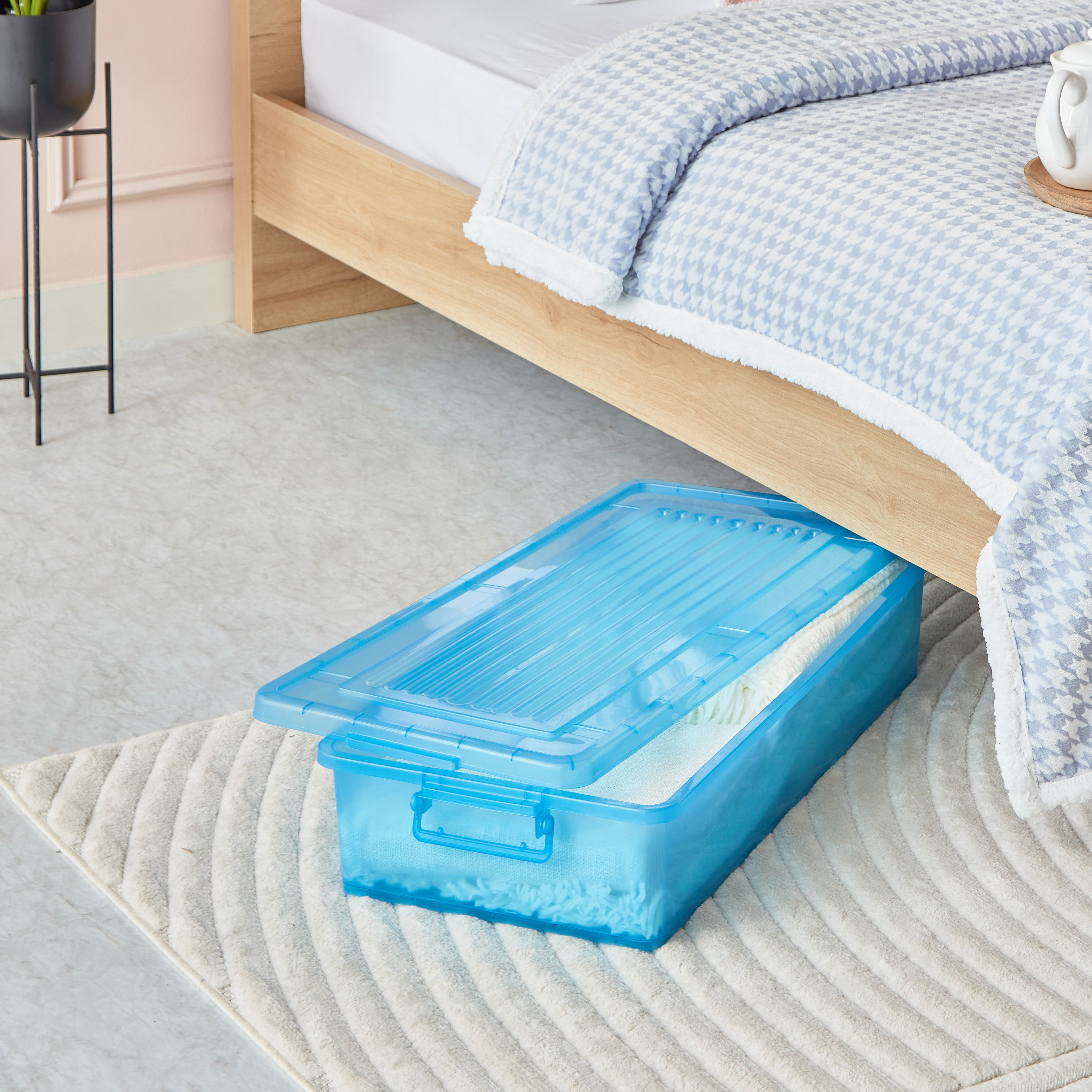 صندوق تخزين لأسفل السرير بغطاء وعجلات من رولينج - 35 لتر-hbxbedroom-bedroomaccessories-bedroomstorage-image-1