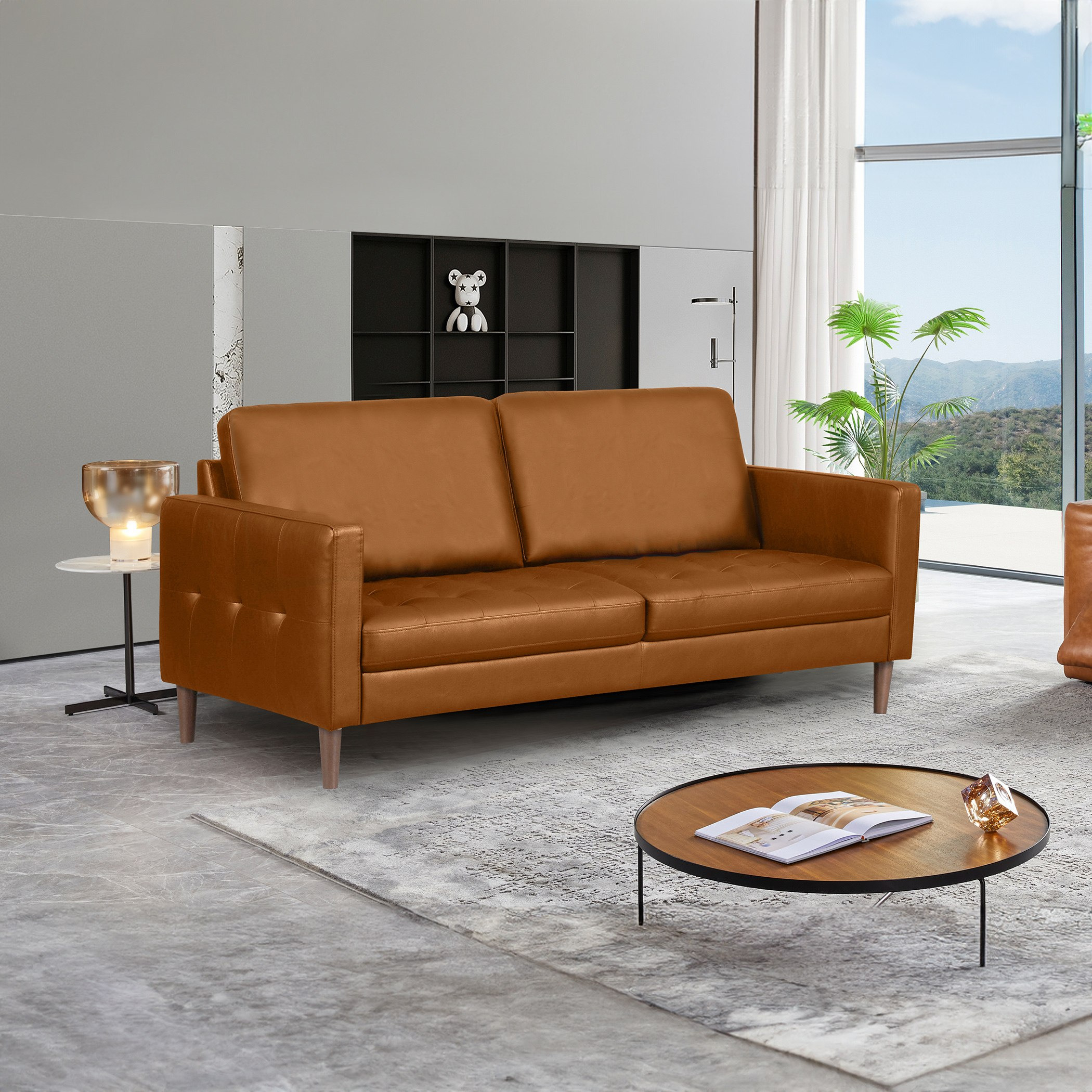 Half leather clearance sofa