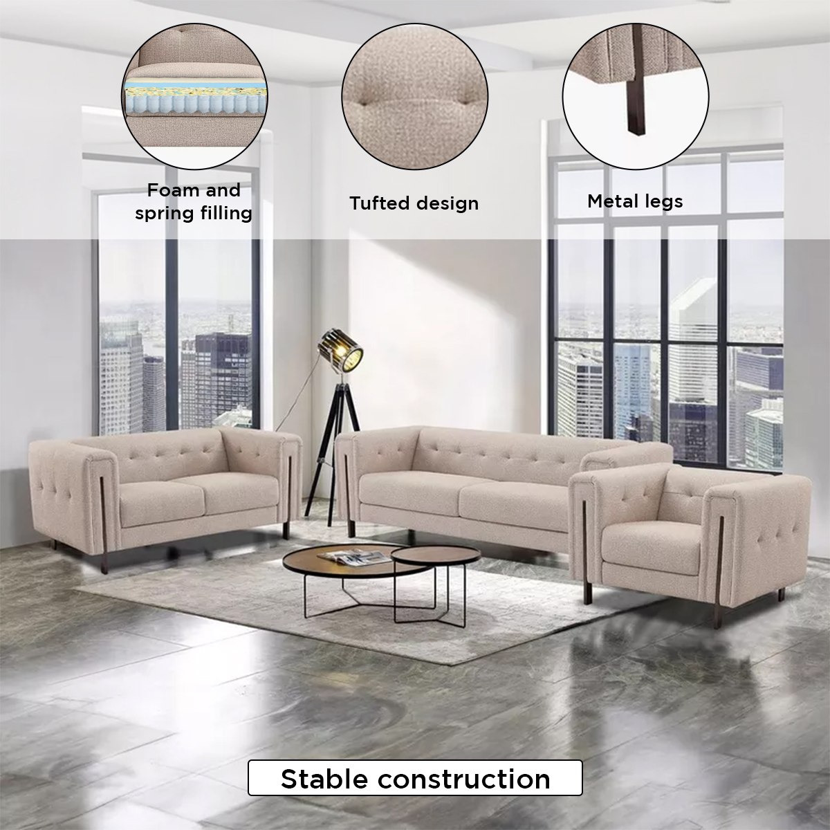 Glisten 3-Seater Fabric Sofa with 2 Cushions-hbxlivingroom-sofasandarmchairs-sofas-image-5