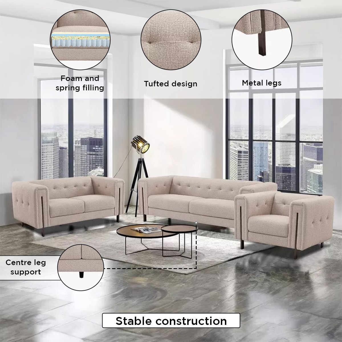 كنبة قماش بمقعدين مع وسادتين من جليستن-hbxlivingroom-sofasandarmchairs-sofas-image-5