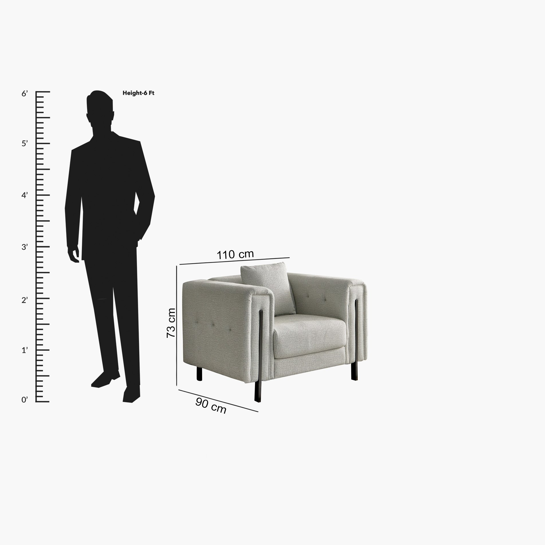 Glisten Armchair Fabric Sofa with 1 Cushion-hbxlivingroom-sofasandarmchairs-sofas-image-12